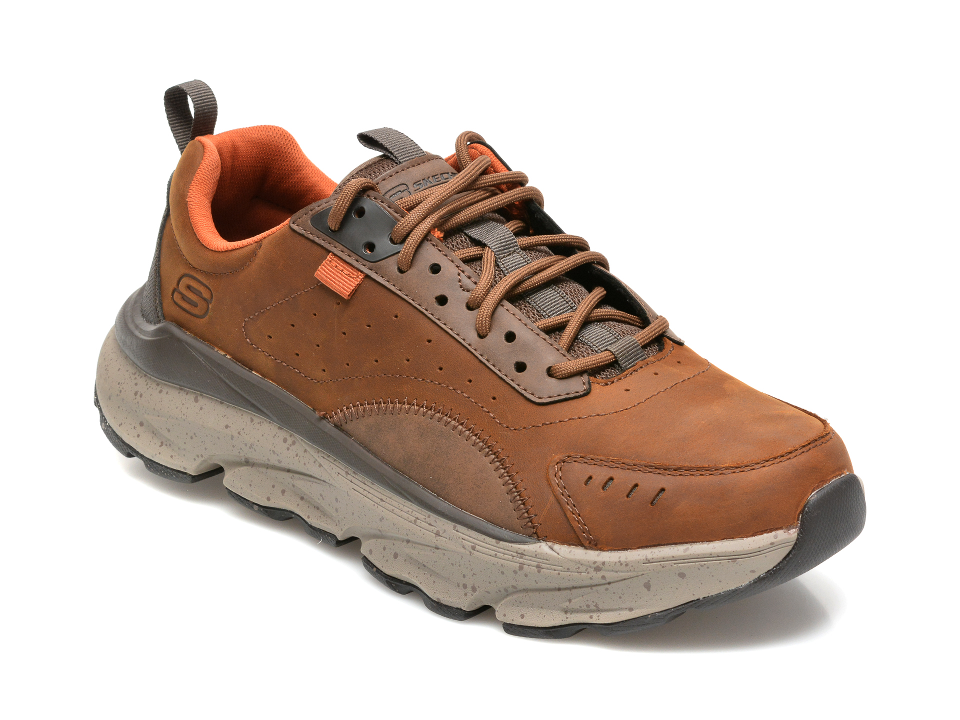 Pantofi sport SKECHERS maro, DELMONT, din piele naturala Skechers