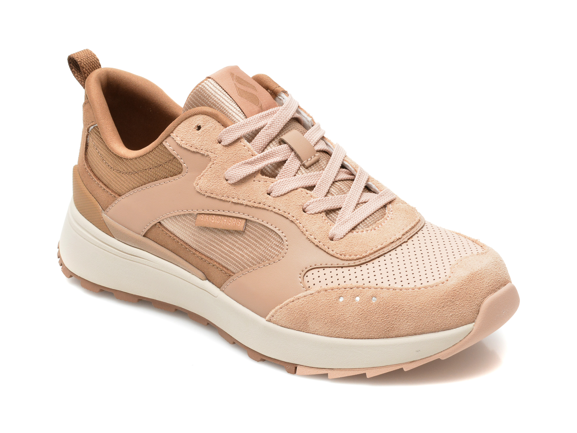 Pantofi sport SKECHERS maro, SUNNY STREET, din materil textil si piele naturala Skechers imagine noua