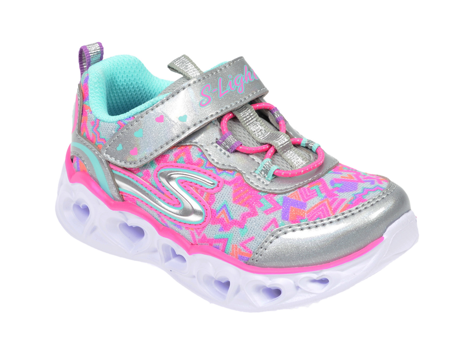 Pantofi sport SKECHERS multicolor, Heart Lights, din material textil