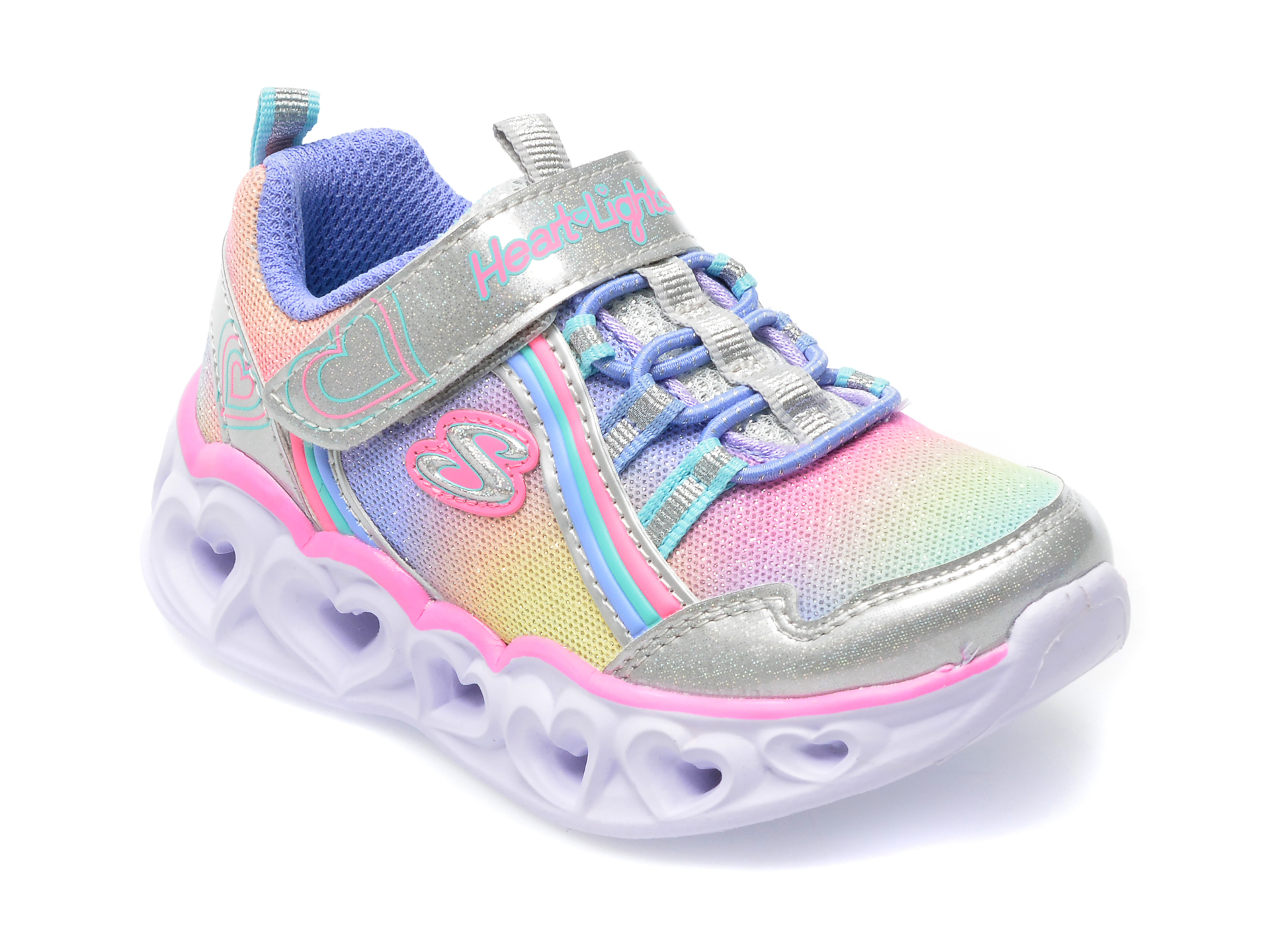 Pantofi sport SKECHERS multicolor, HEART LIGHTS, din piele ecologica