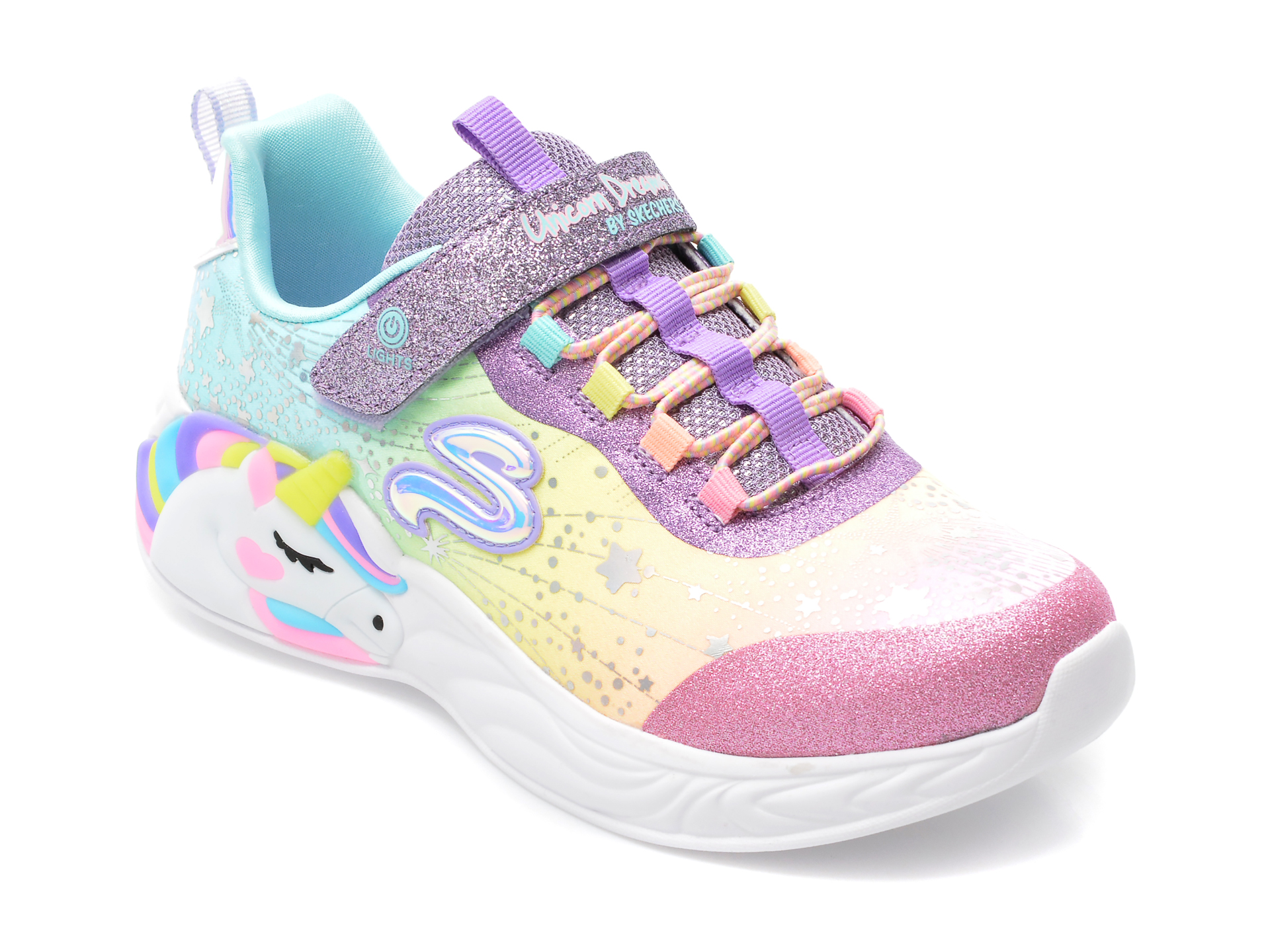 Pantofi sport SKECHERS multicolor, UNICORN DREAMS, din material textil si piele ecologica Skechers