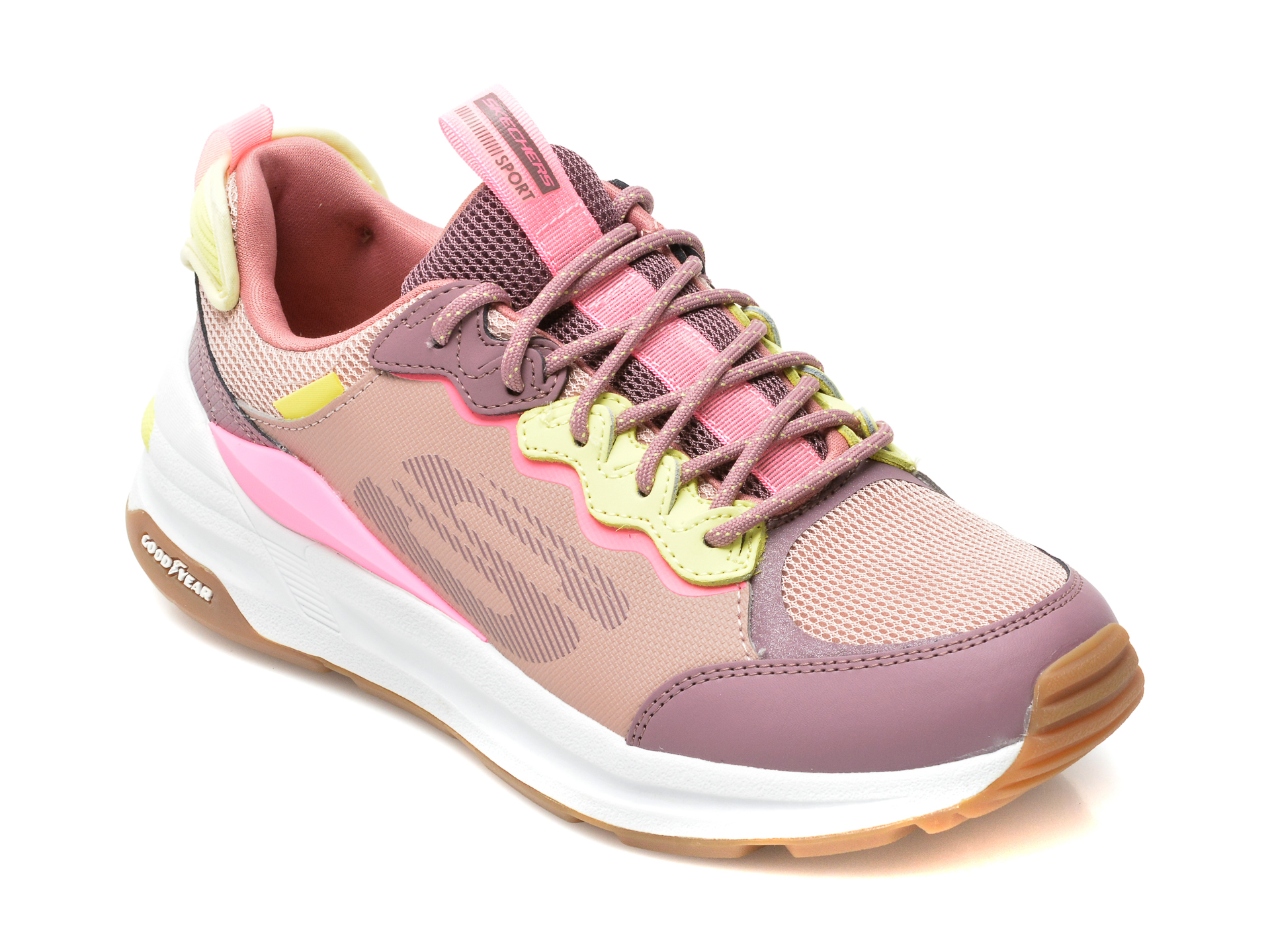 Pantofi sport SKECHERS multicolori, GLOBAL JOGGER, din material textil si piele ecologica Skechers imagine noua