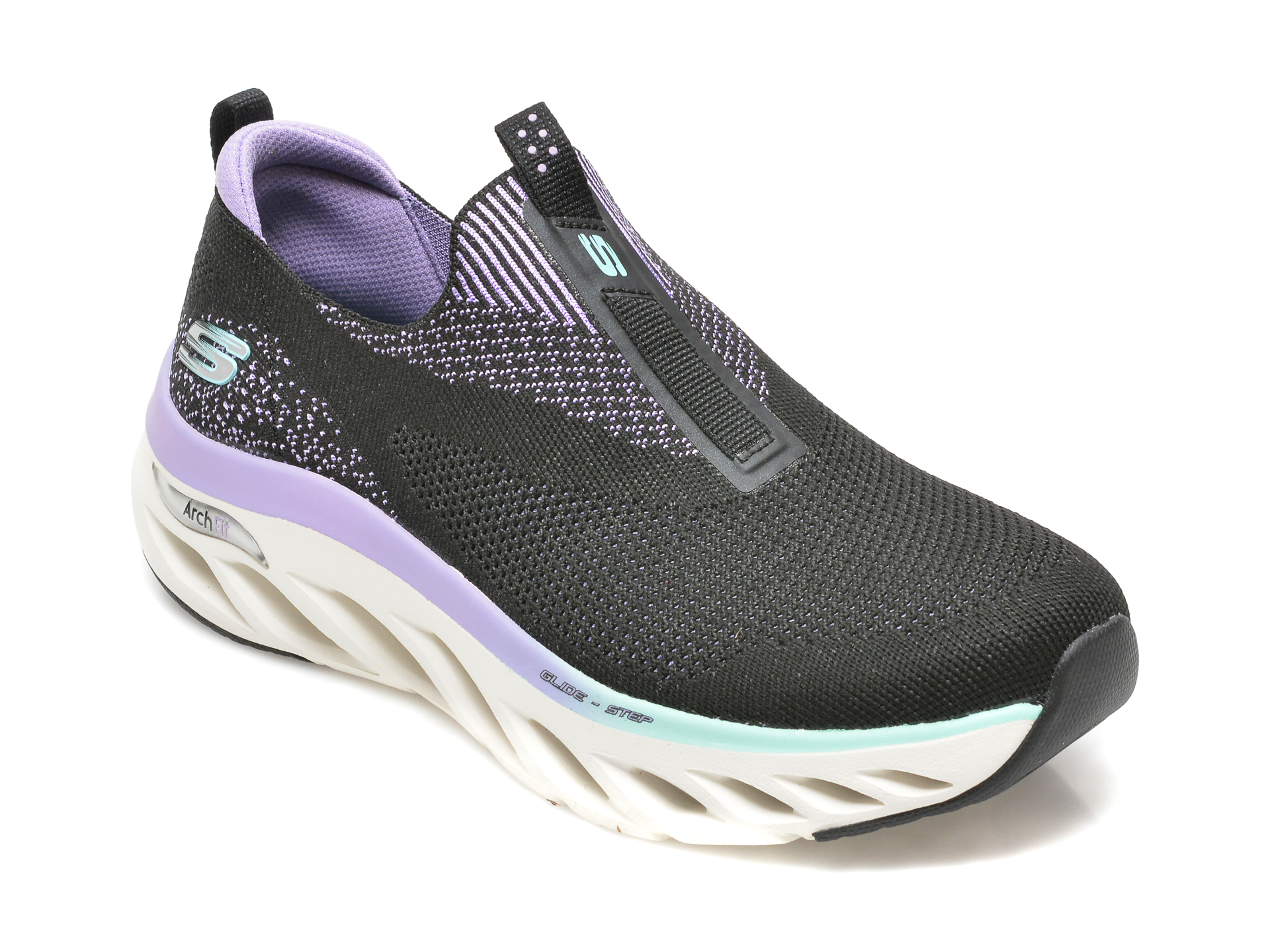 Pantofi sport SKECHERS negri, ARCH FIT GLIDE-STEP, din material textil