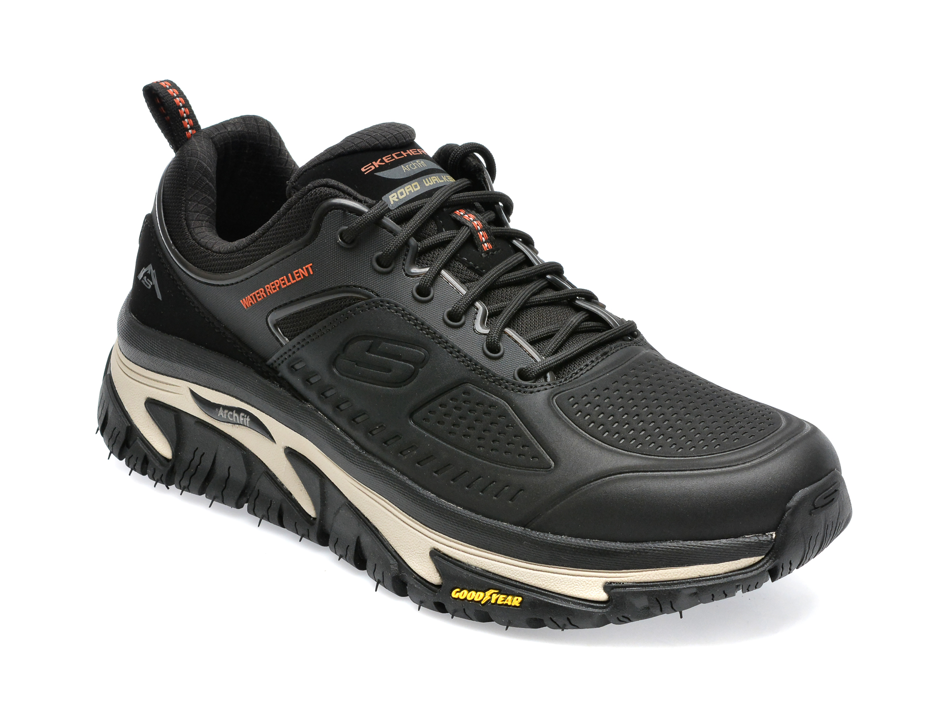 Pantofi sport SKECHERS negri, ARCH FIT ROAD WALKER, din piele naturala si piele ecologica Skechers