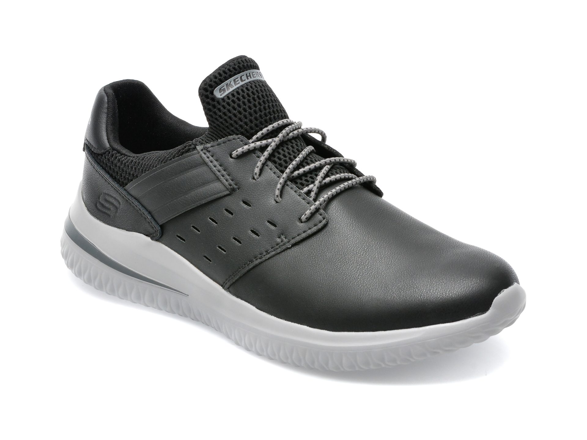 Pantofi sport SKECHERS negri, DELSON 3.0, din piele naturala Skechers