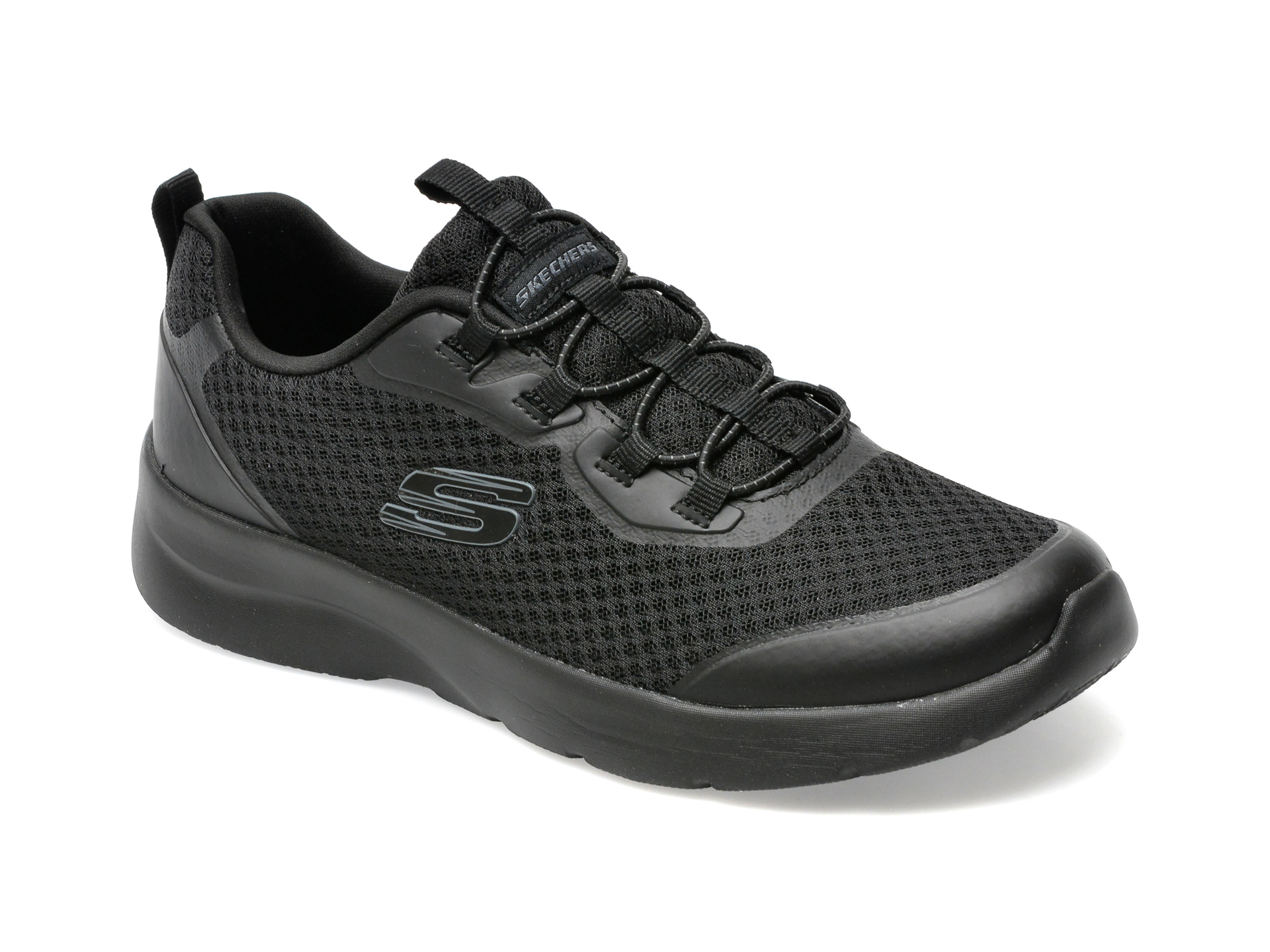 Pantofi sport SKECHERS negri, DYNAMIGHT 2.0, din material textil si piele ecologica