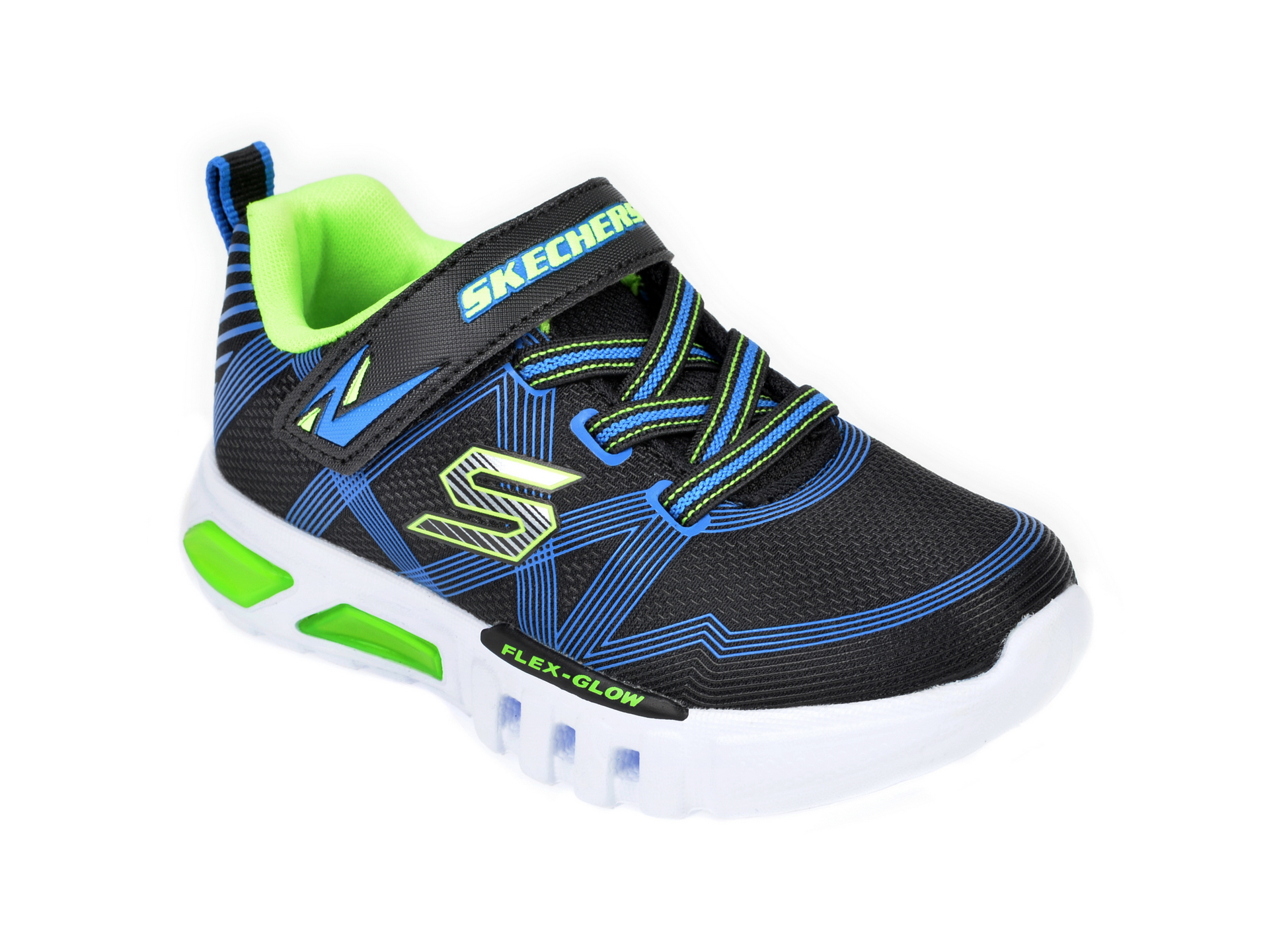Pantofi sport SKECHERS negri, Flex-Glow, din material textil