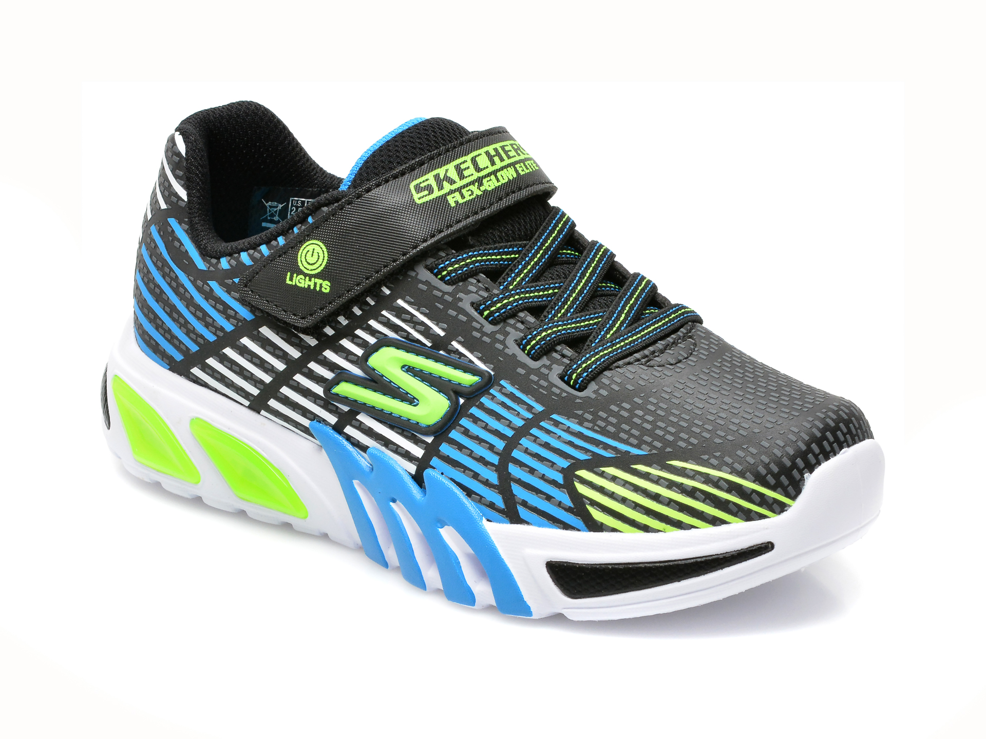Pantofi sport SKECHERS negri, FLEX-GLOW ELITE, din piele ecologica Skechers imagine reduceri