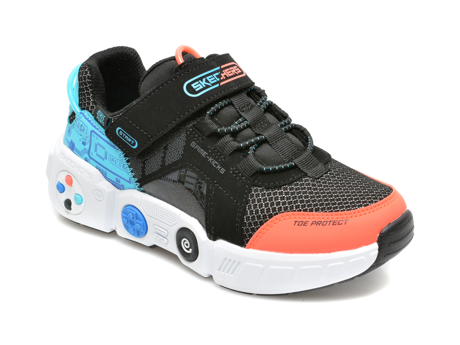 Pantofi sport SKECHERS negri, GAMETRONIX, din material textil si piele ecologica Skechers imagine reduceri