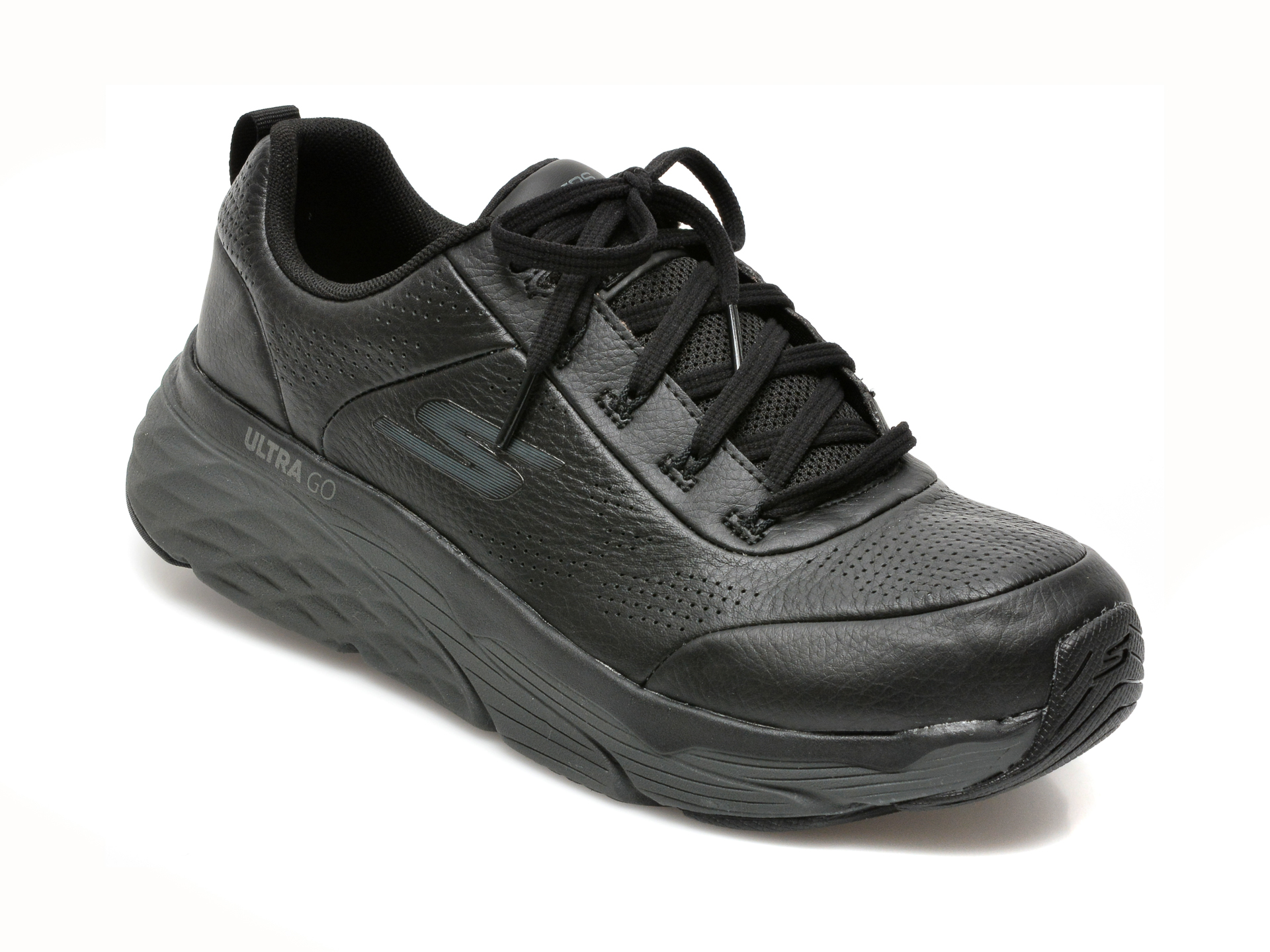 Pantofi sport SKECHERS negri, MAX CUSHIONING ELITE, din piele naturala Skechers imagine reduceri