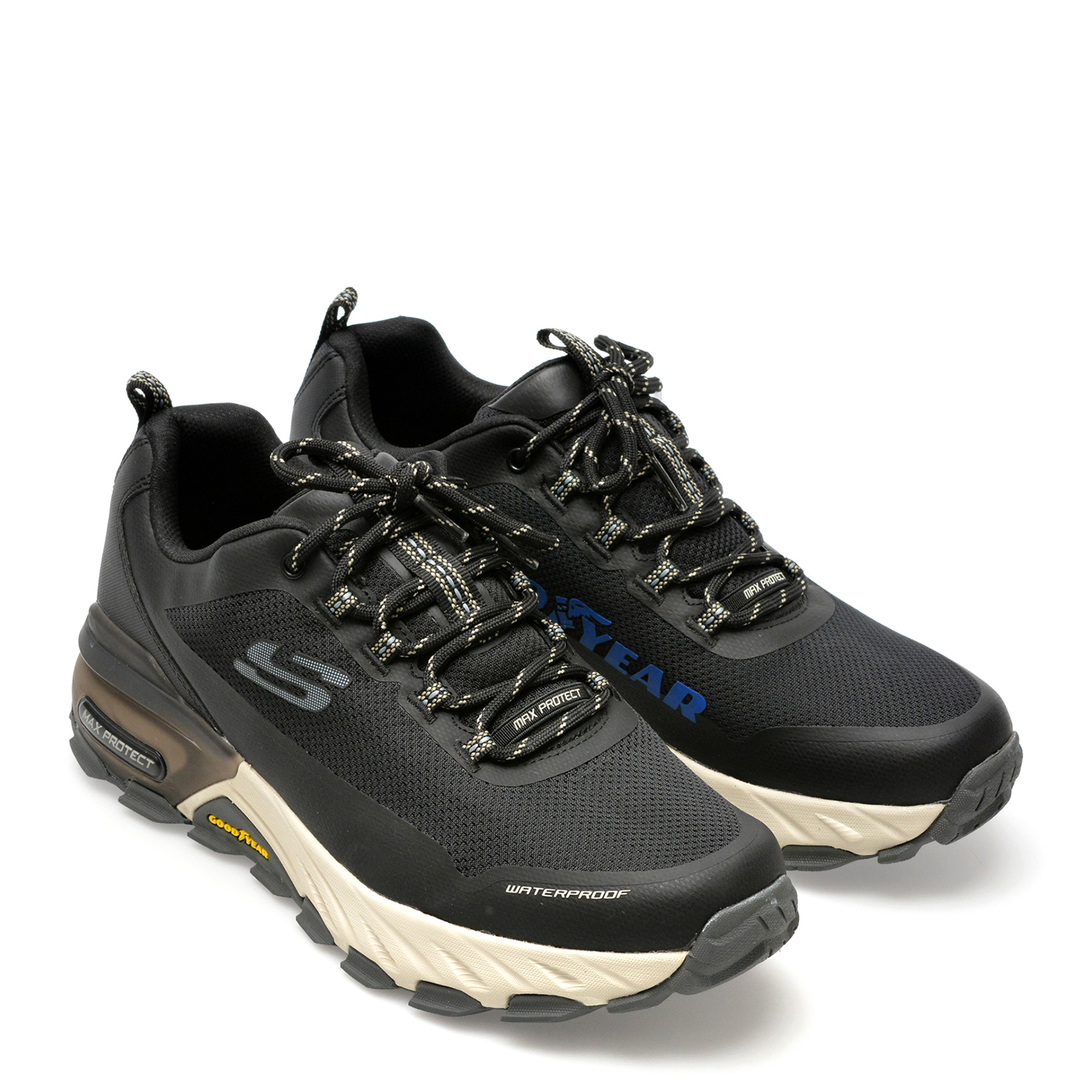 Poze Pantofi sport SKECHERS negri, MAX PROTECT, din material textil si piele ecologica tezyo.ro