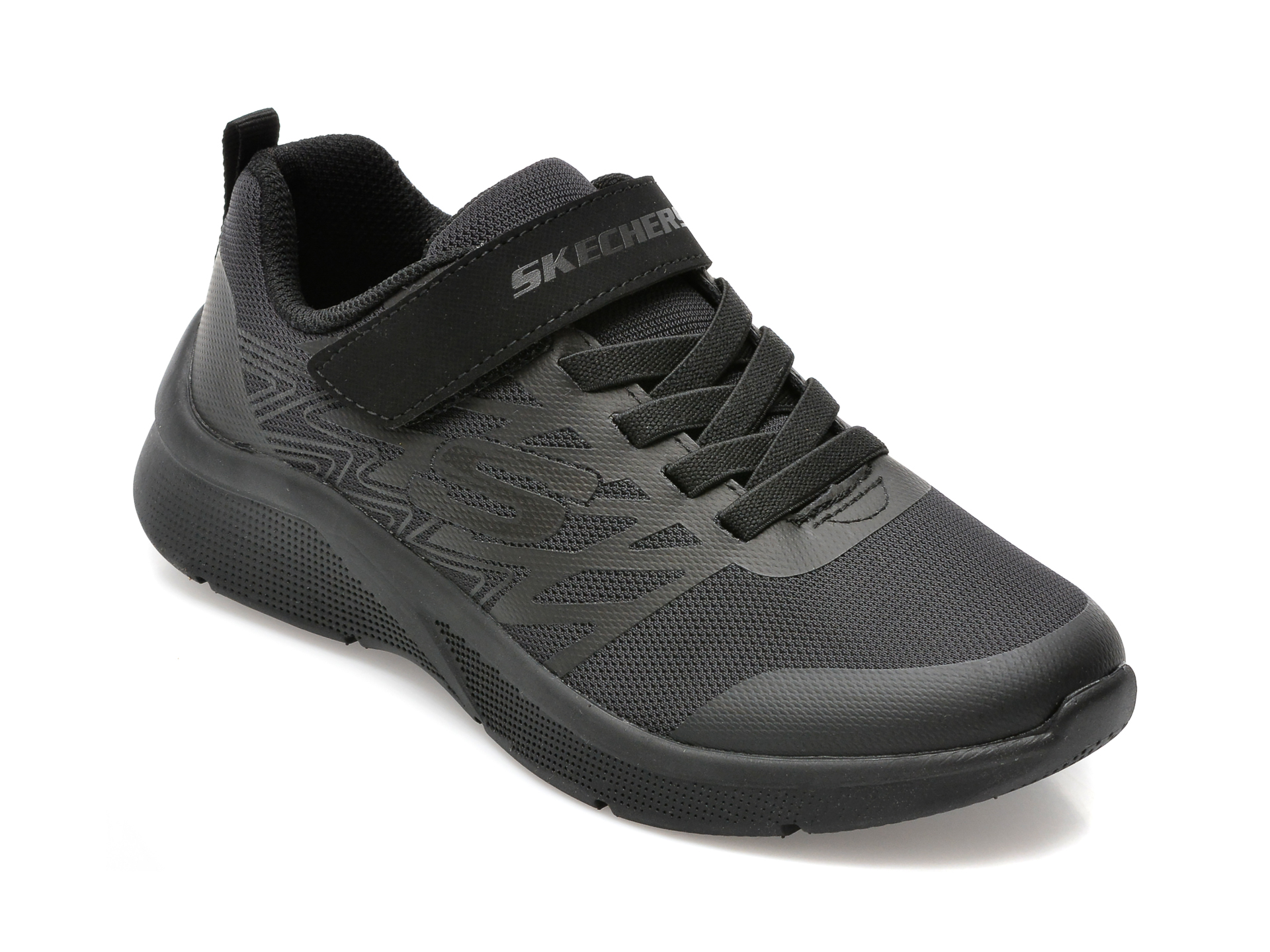 Pantofi sport SKECHERS negri, MICROSPEC , din material textil si piele ecologica Skechers