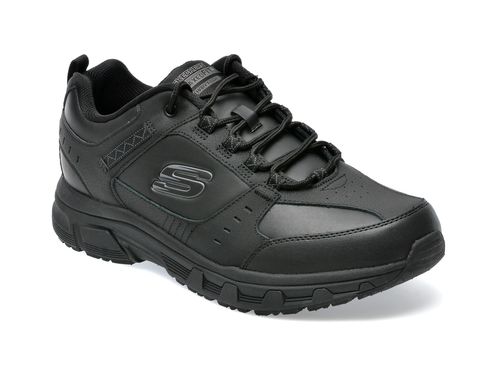 Pantofi sport SKECHERS negri, OAK CANYON, din piele naturala si piele ecologica