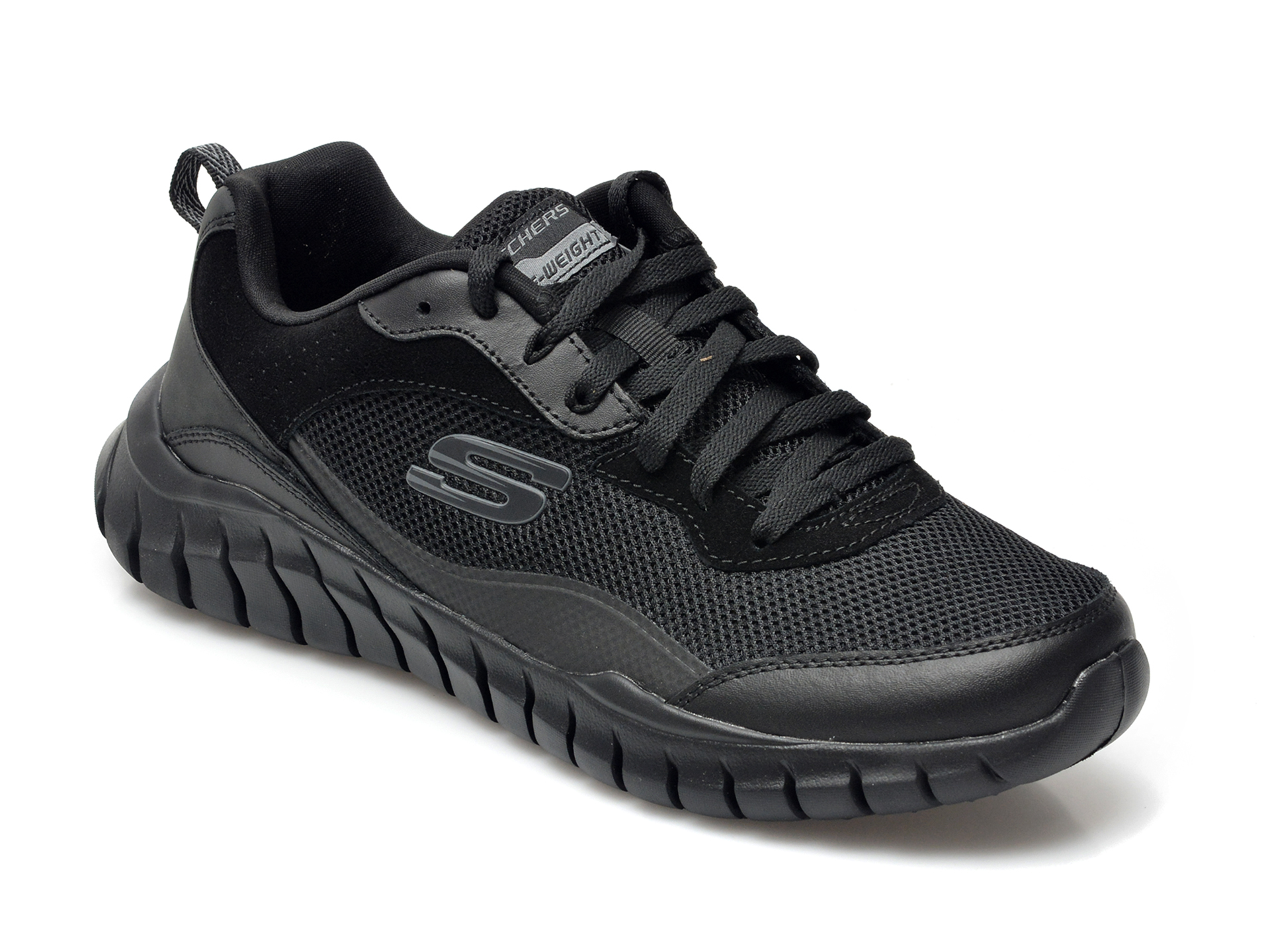 Pantofi sport SKECHERS negri, OVERHAUL, din material textil