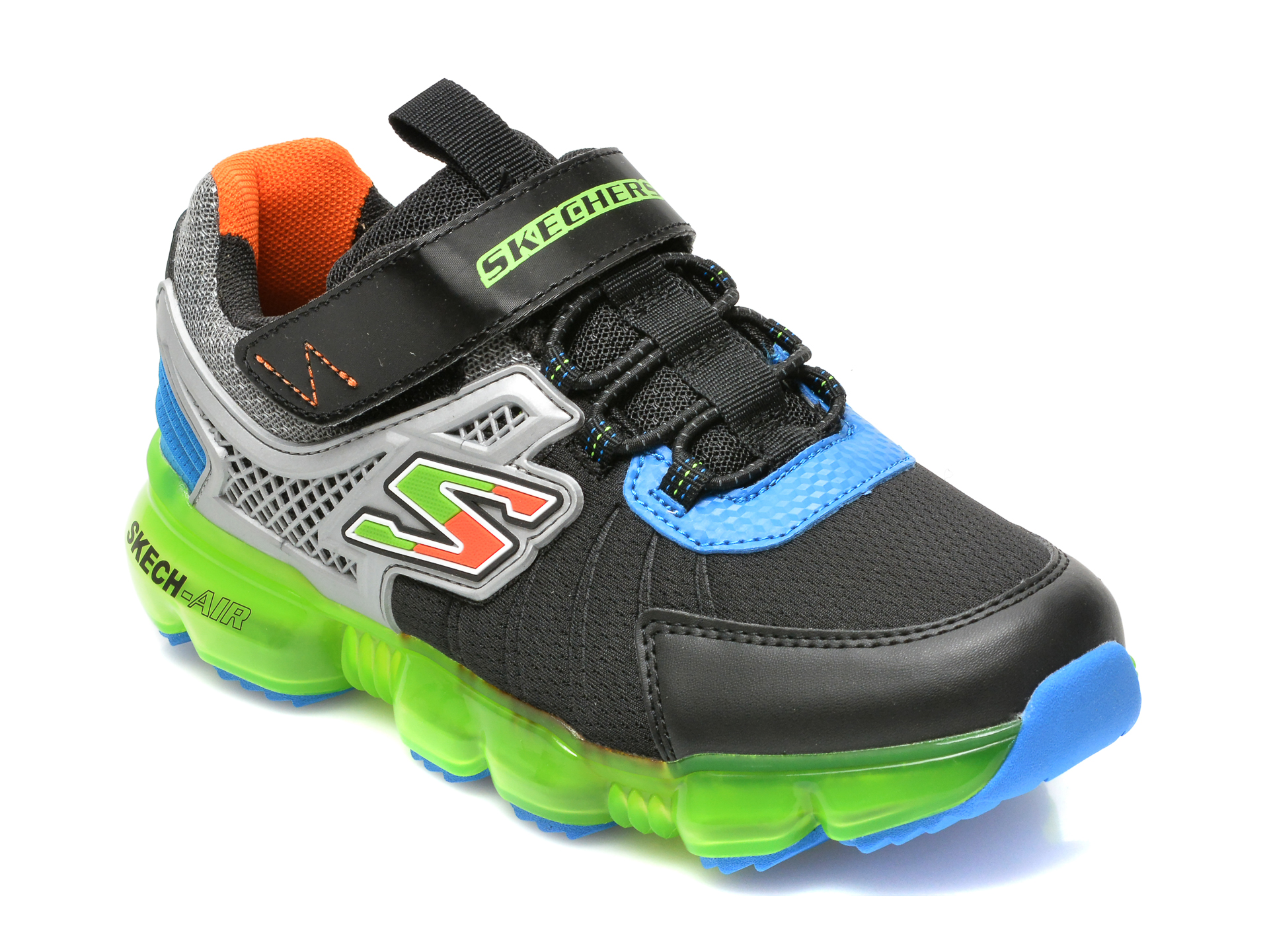 Pantofi sport SKECHERS negri, SKECH-AIR BOLT, din material textil si piele ecologica 2022 ❤️ Pret Super tezyo.ro imagine noua 2022