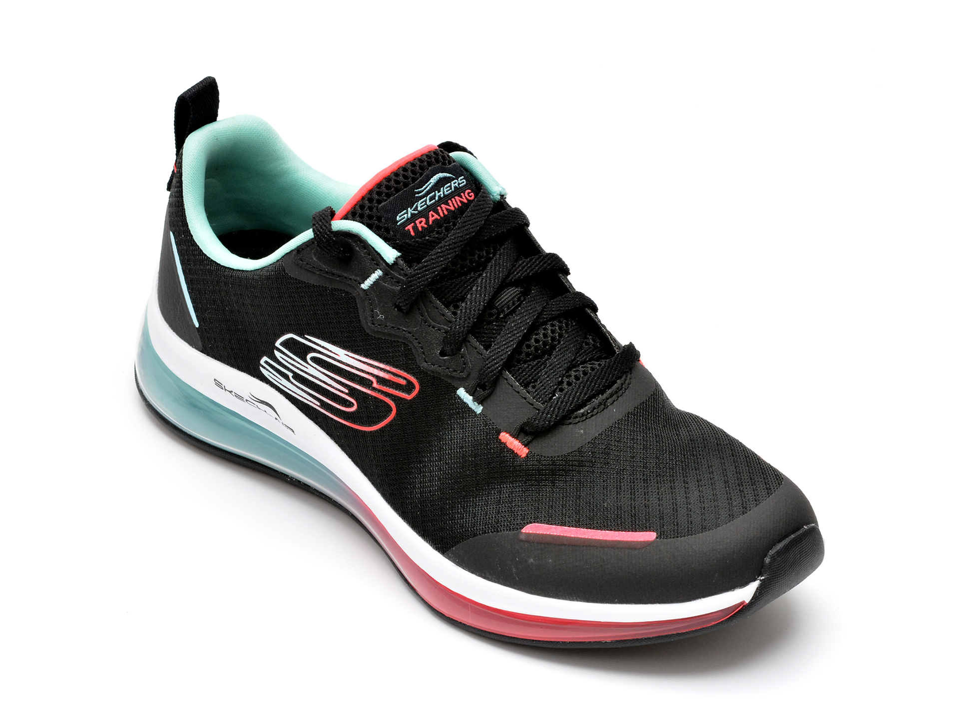 Pantofi sport SKECHERS negri, SKECH-AIR ELEMENT 2, din material textil si piele ecologica