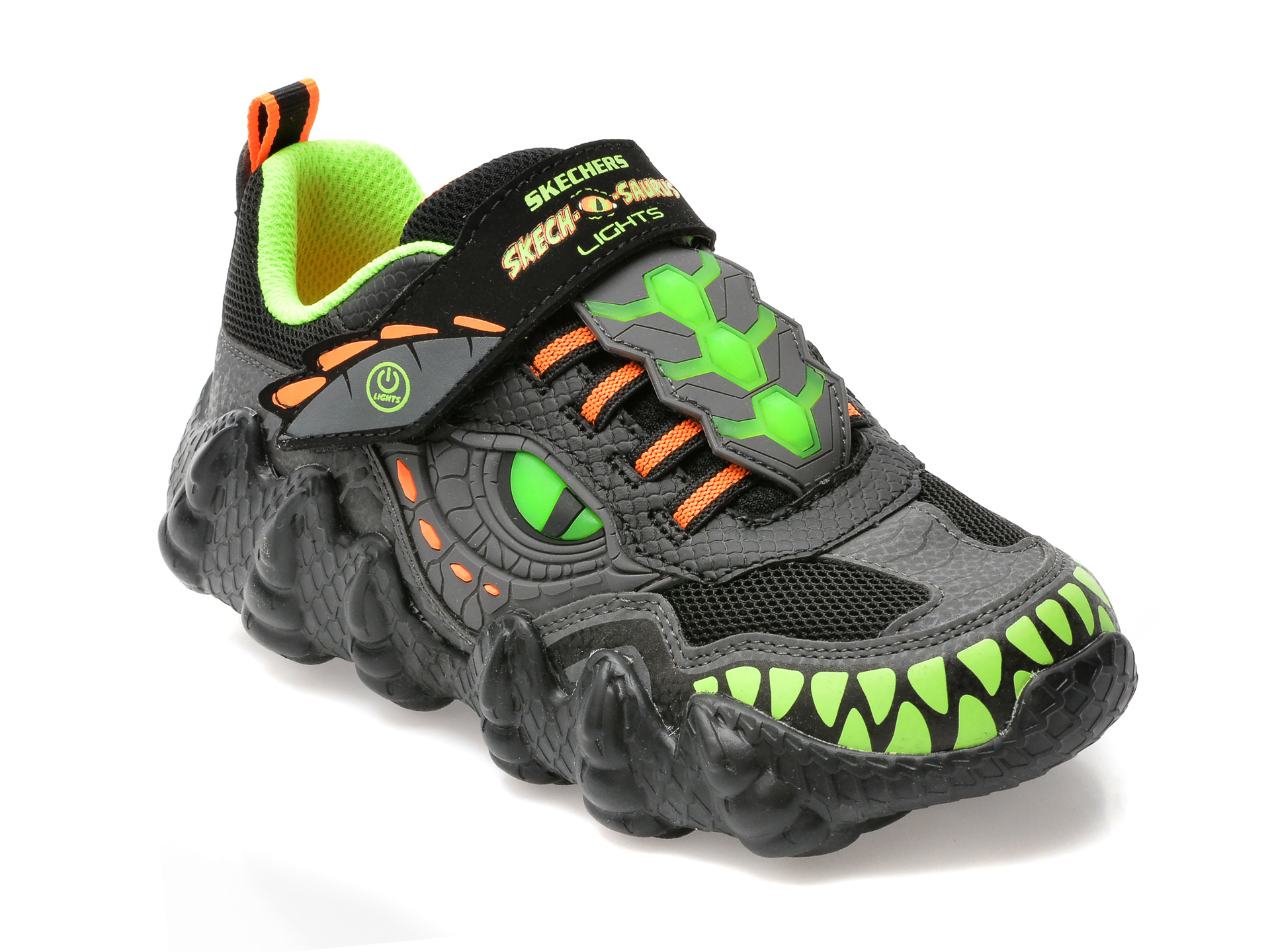 Pantofi sport SKECHERS negri, SKECH-O-SAURUS LIGHTS, din piele ecologica si material textil Skechers