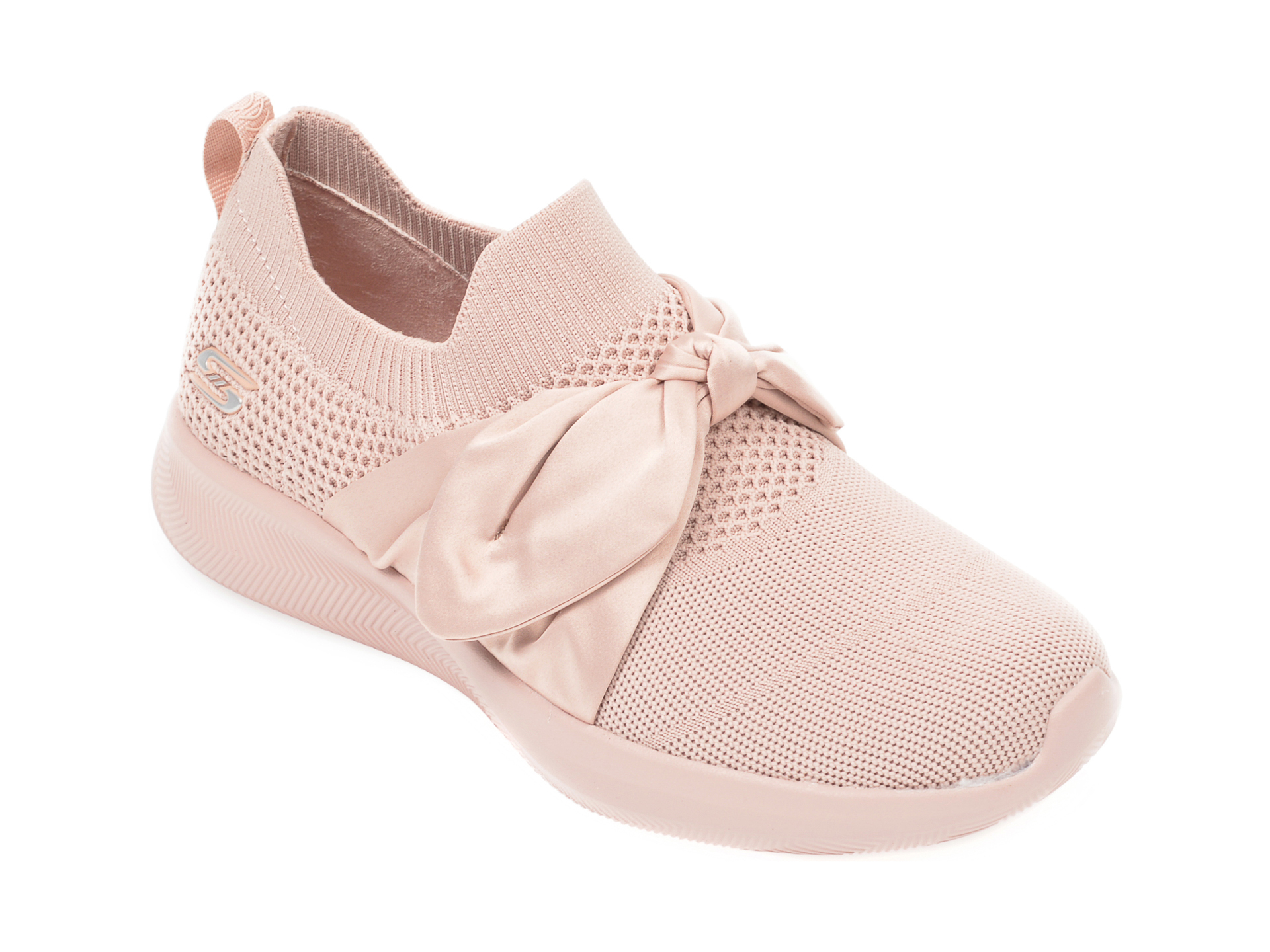 Pantofi sport SKECHERS nude, Bobs Squad 2 Bow Beauty, din material textil