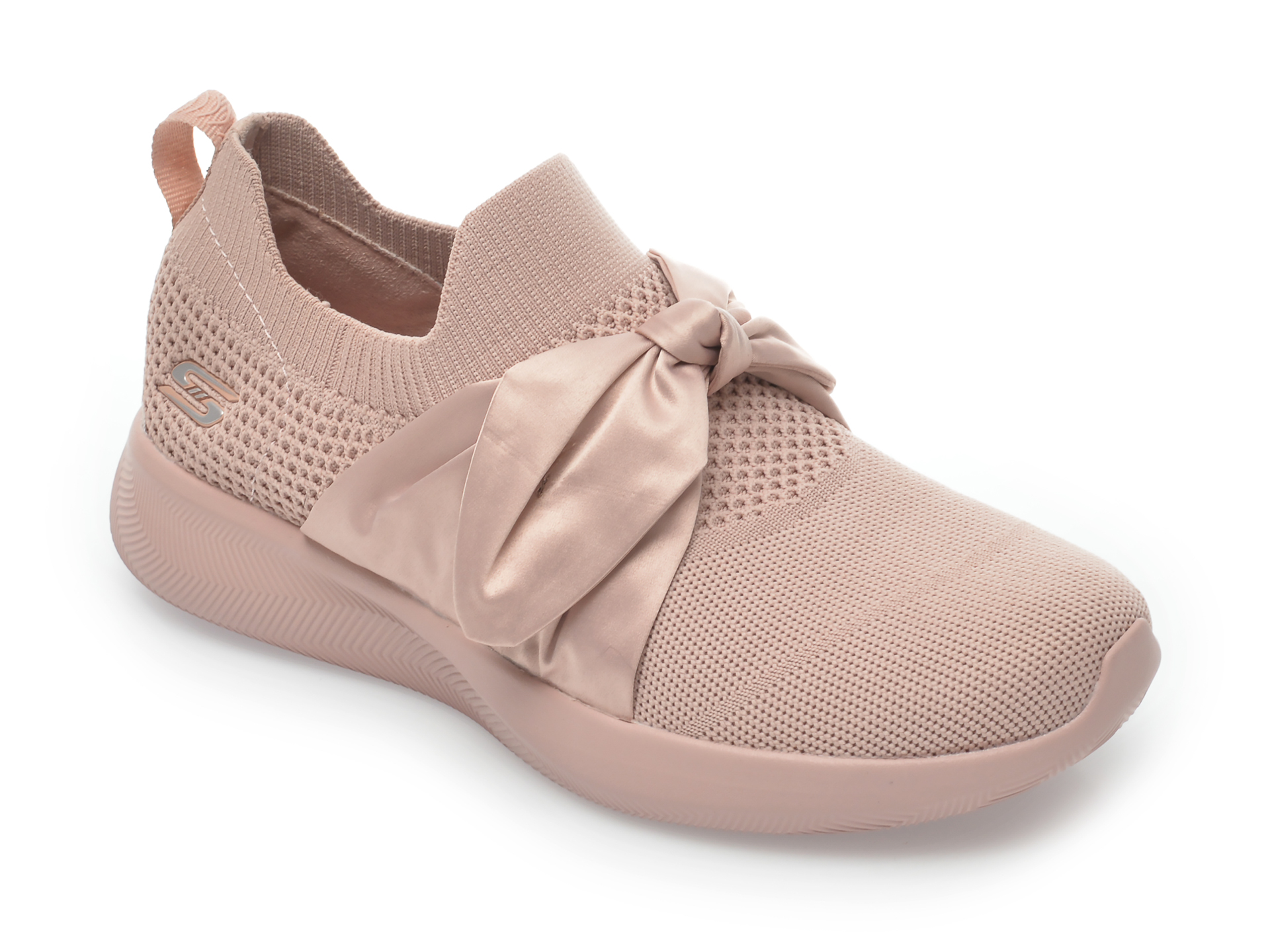 Pantofi sport SKECHERS nude, Bobs Squad 2 Bow Beauty, din material textil