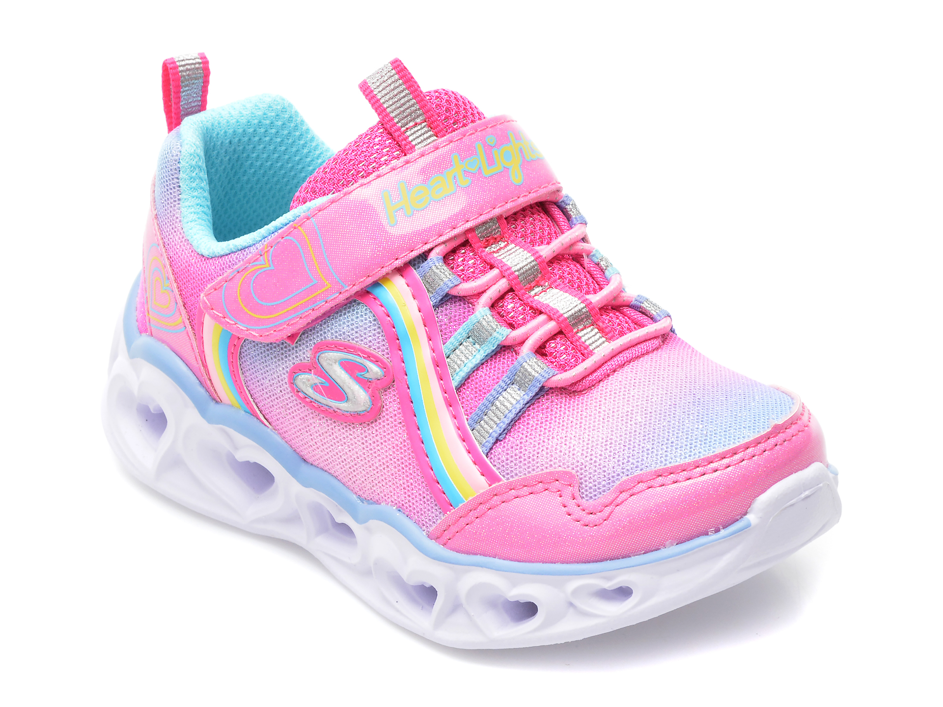 Pantofi sport SKECHERS roz, 302308N, din material textil si piele ecologica