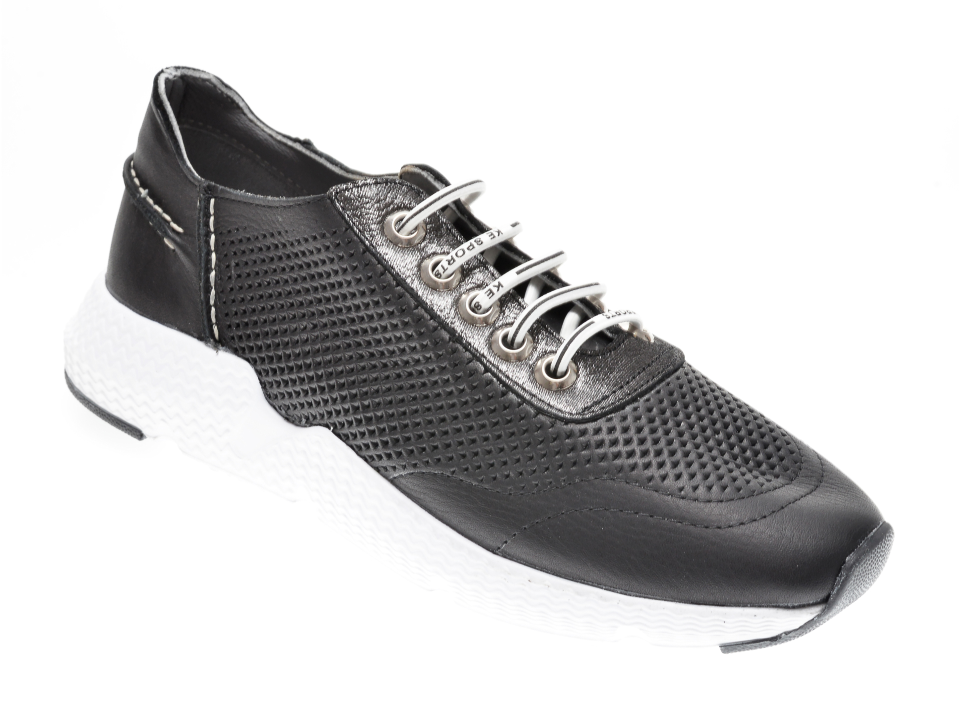 Pantofi sport TNC negri, 1842023, din piele naturala