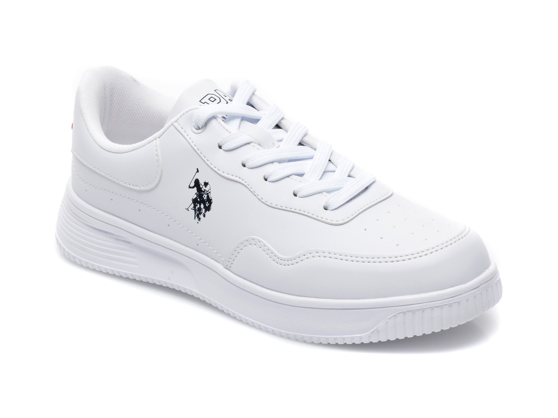 Pantofi sport US POLO ASSN albi, ABE1FX, din piele ecologica