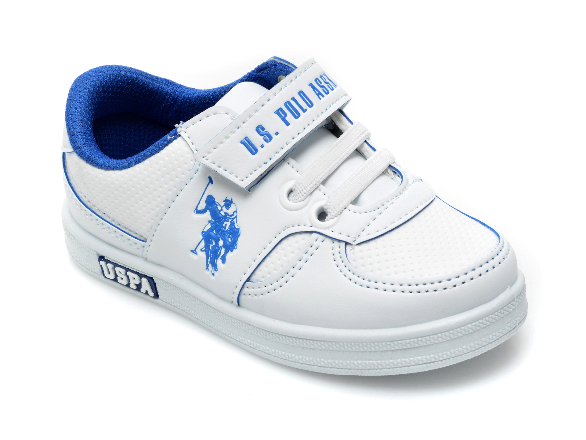 Pantofi sport US POLO ASSN albi, CAME1FX, din piele ecologica