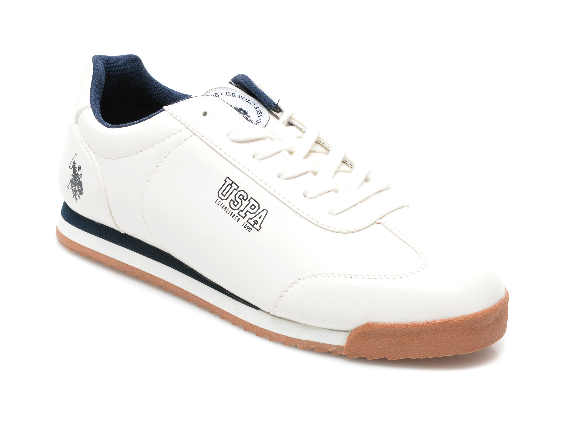 Pantofi sport US POLO ASSN albi, DEEP, din piele ecologica tezyo.ro - by OTTER Distribution