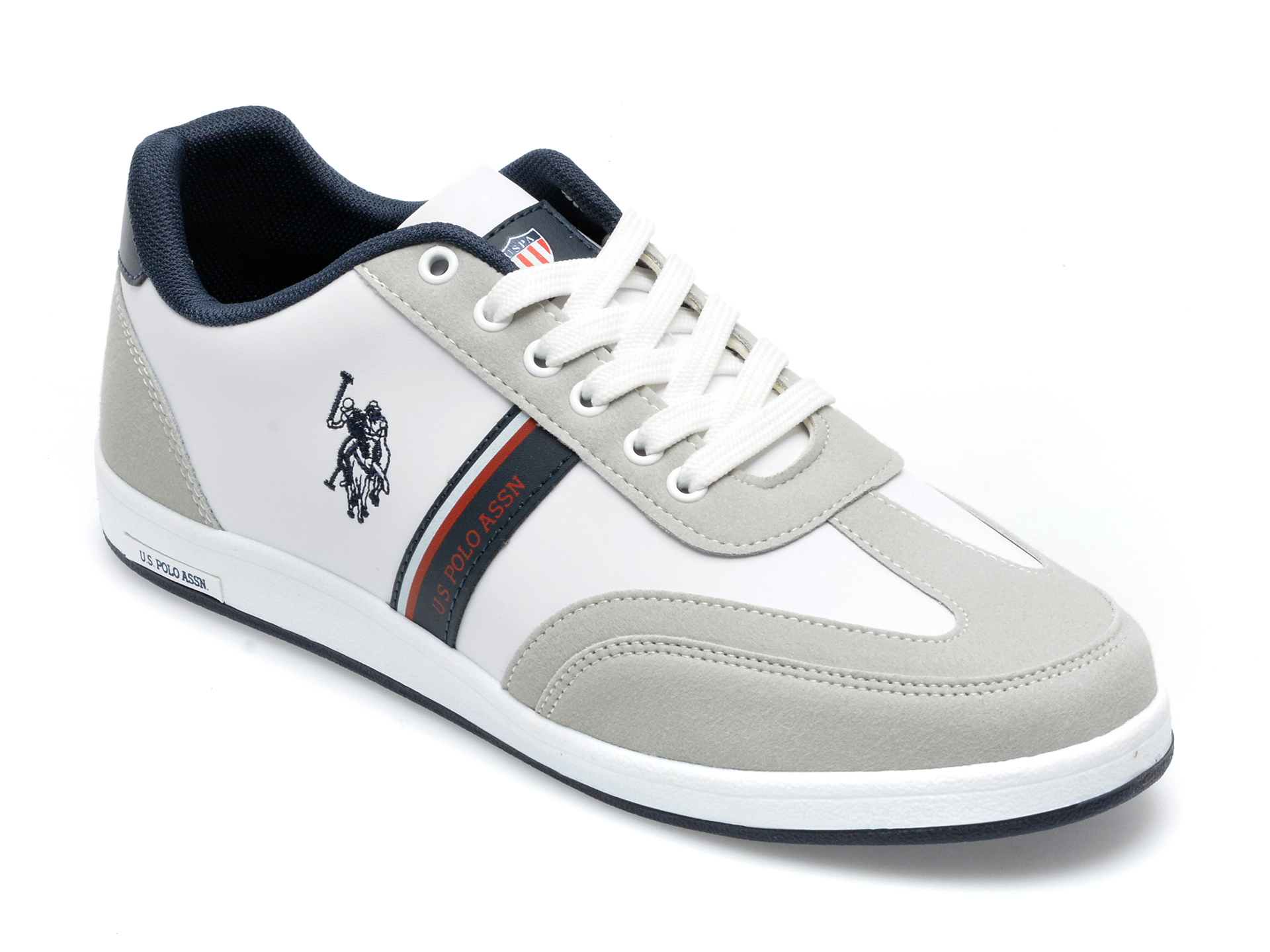 Pantofi sport US POLO ASSN albi, KARWT2P, din piele ecologica