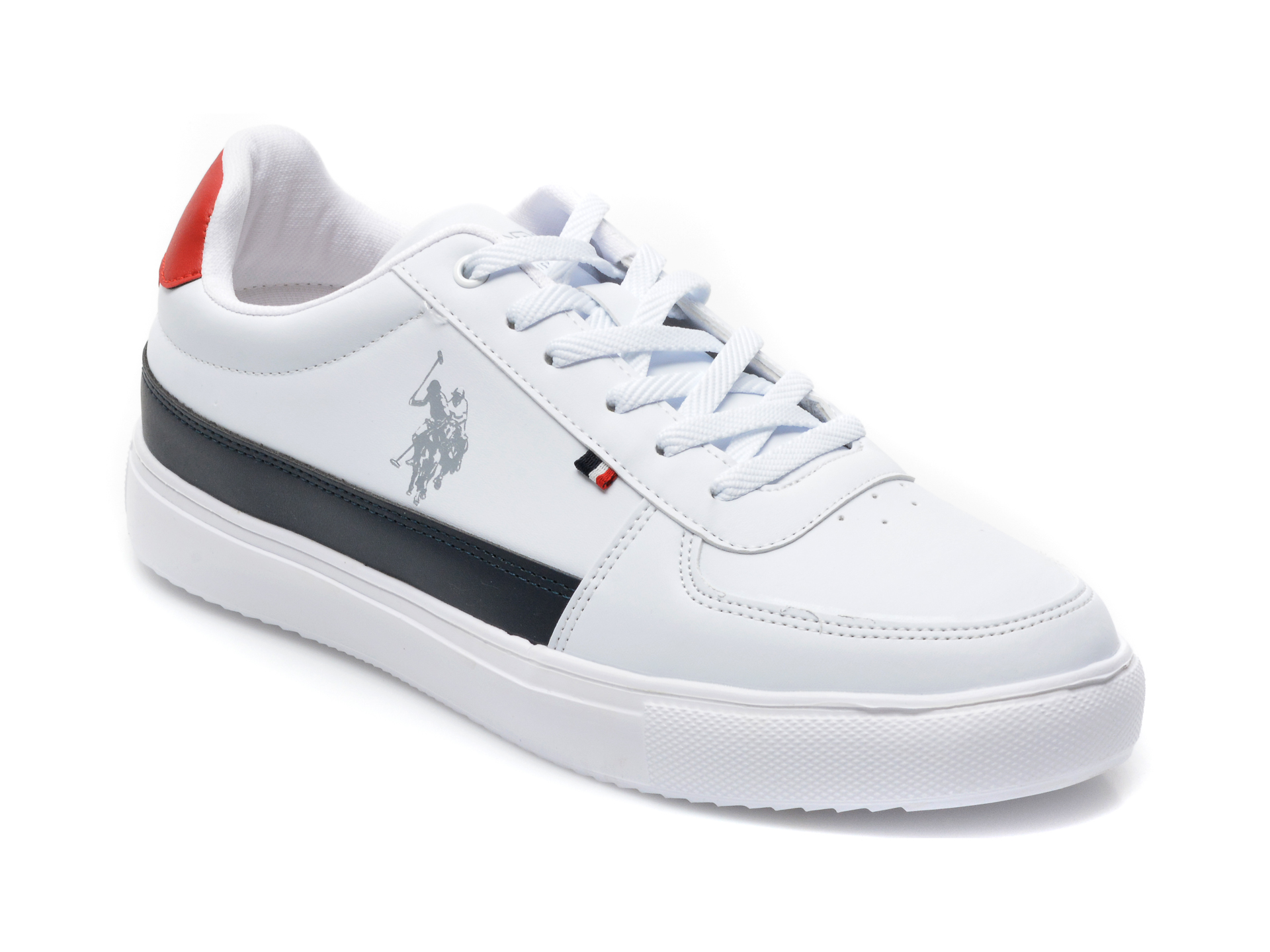 Pantofi sport US POLO ASSN albi, NEDVED, din piele ecologica tezyo.ro