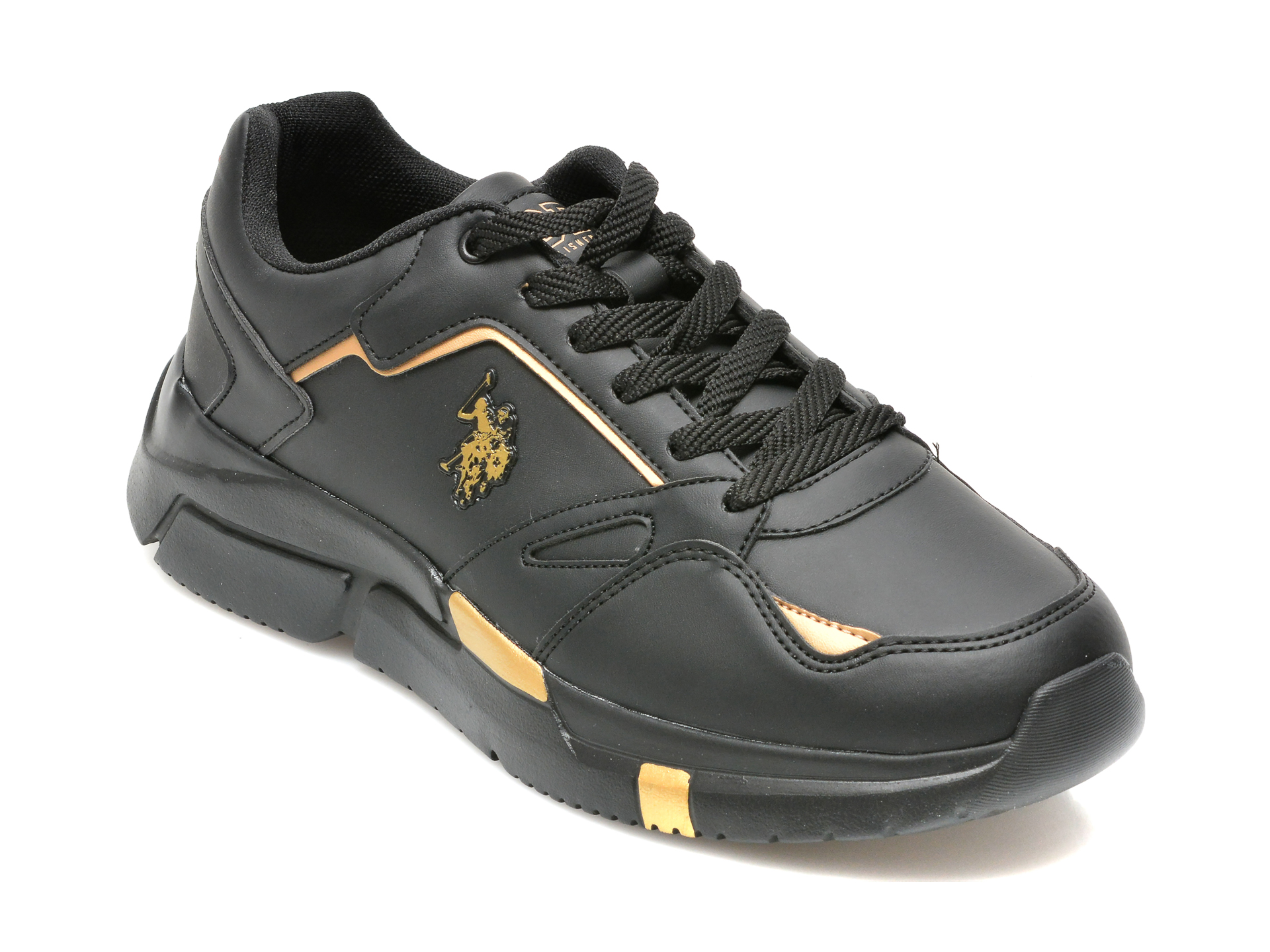 Pantofi sport US POLO ASSN negri, HOLD WMN, din piele ecologica tezyo.ro