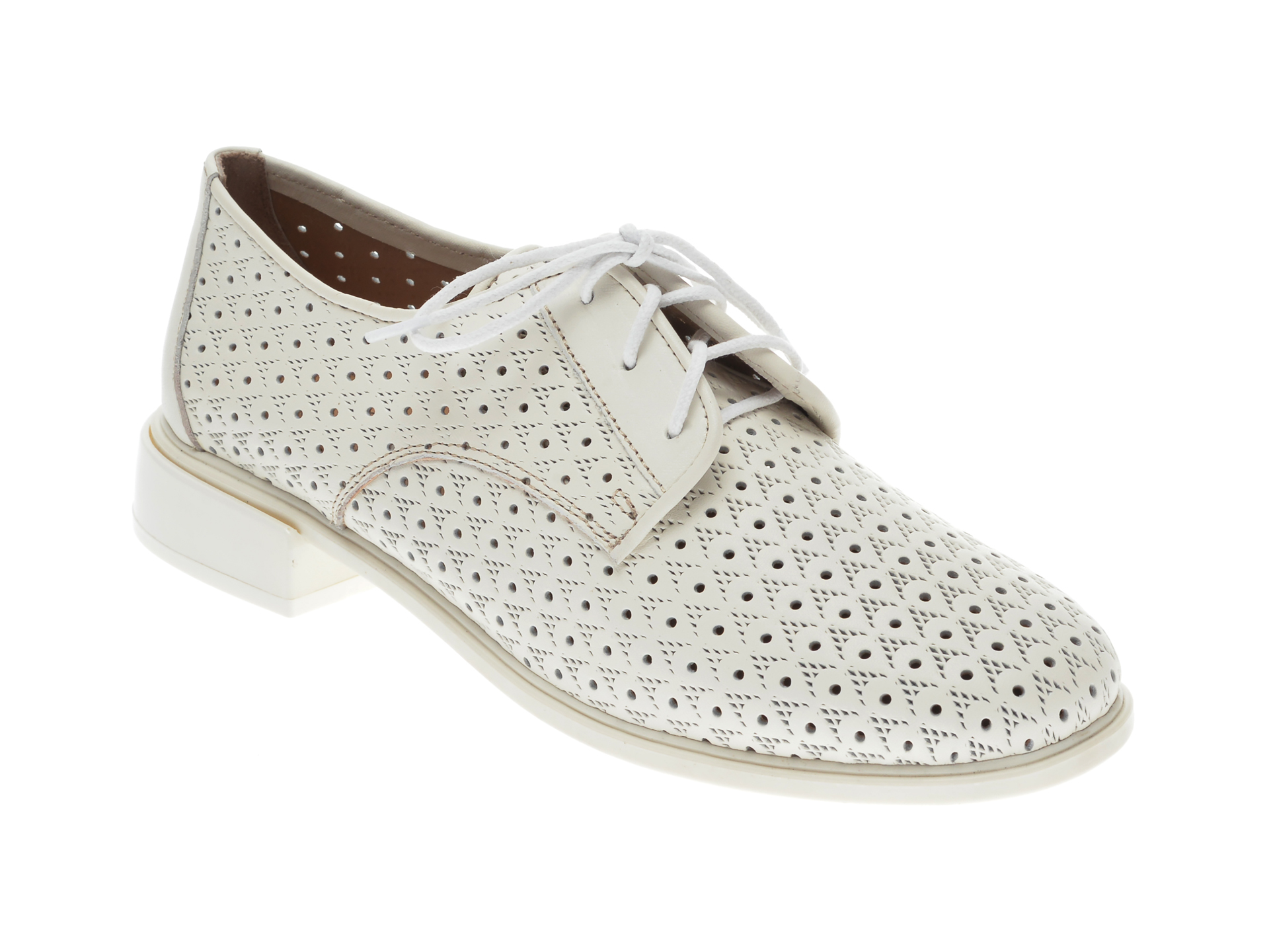 Pantofi UNICA albi, A5943, din piele naturala