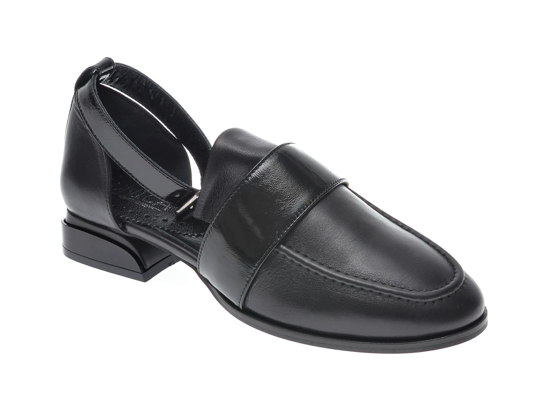Pantofi UNICA negri, A6378, din piele naturala
