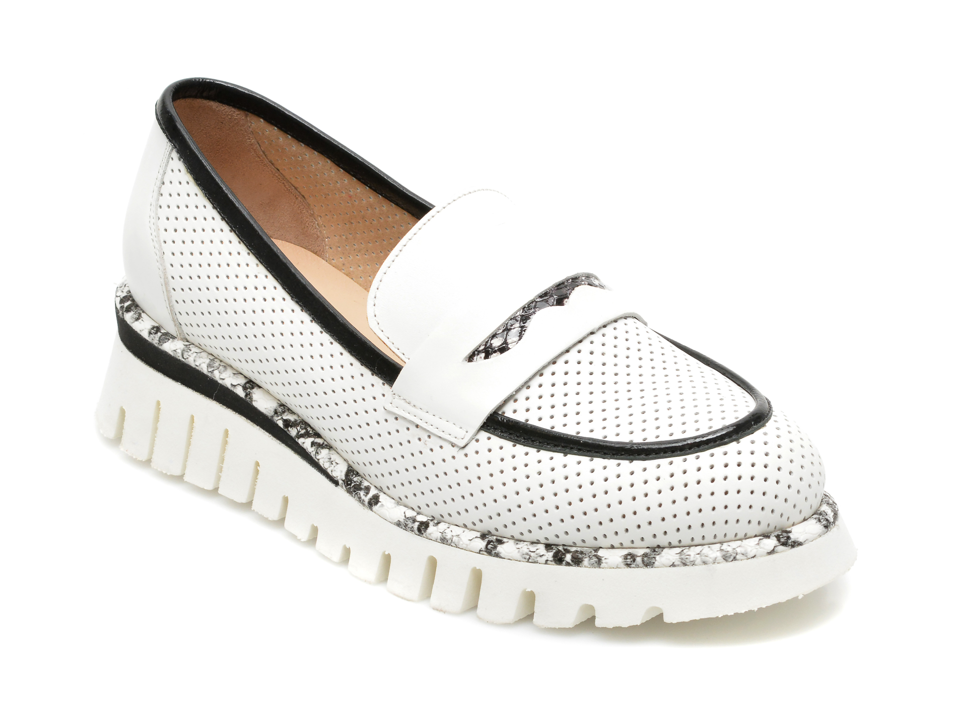 Pantofi VIA ROMETTI albi, H127, din piele naturala tezyo imagine noua