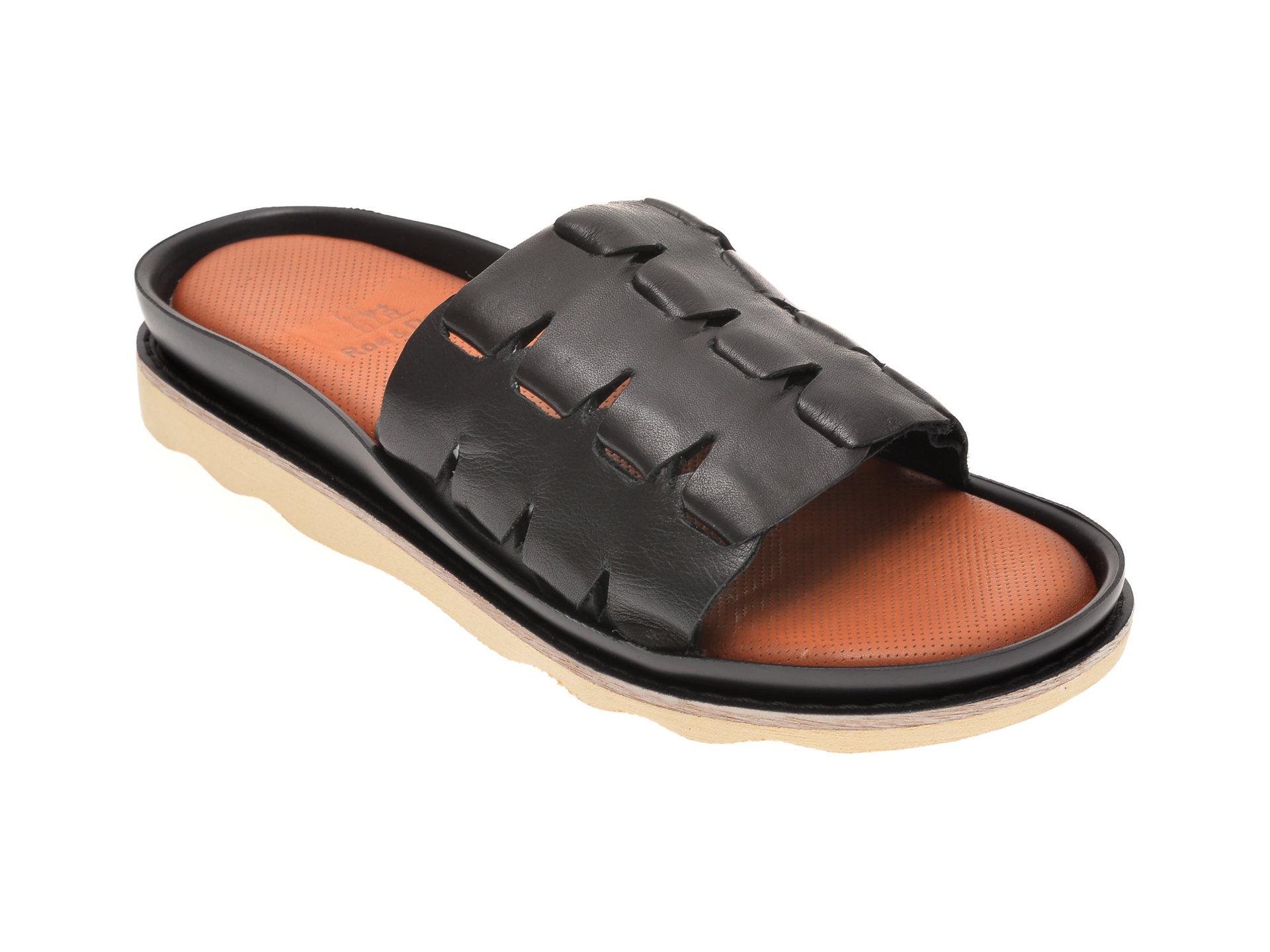 Papuci BABOOS negri, 0407, din piele naturala