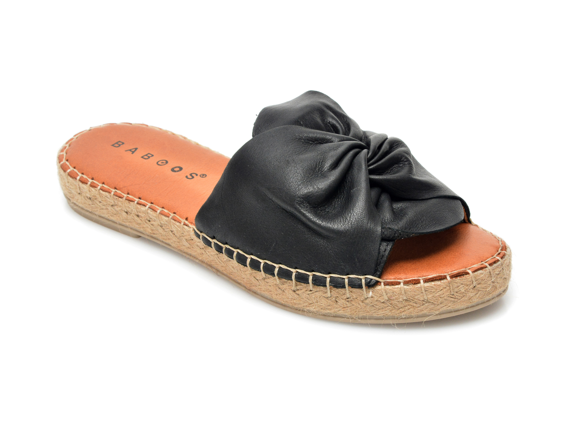 Papuci BABOOS negri, R08, din piele naturala