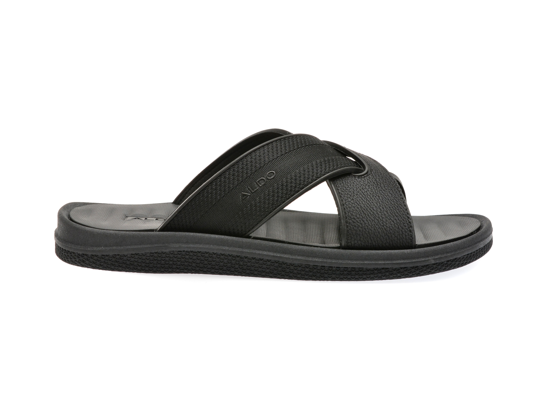 Papuci casual ALDO negre, 13538177, din piele ecologica si material textil
