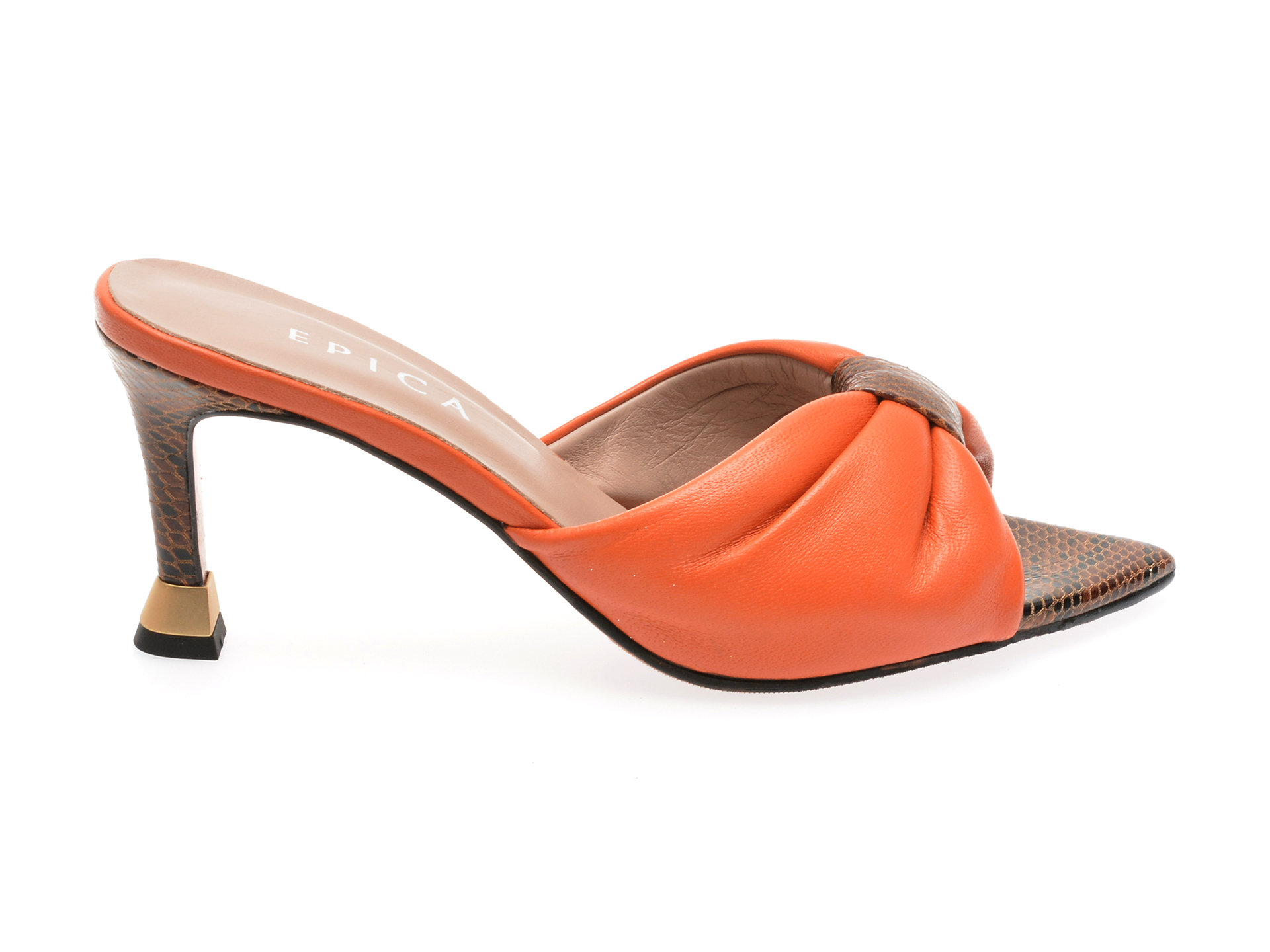 Papuci casual EPICA portocalii, 1278, din piele naturala