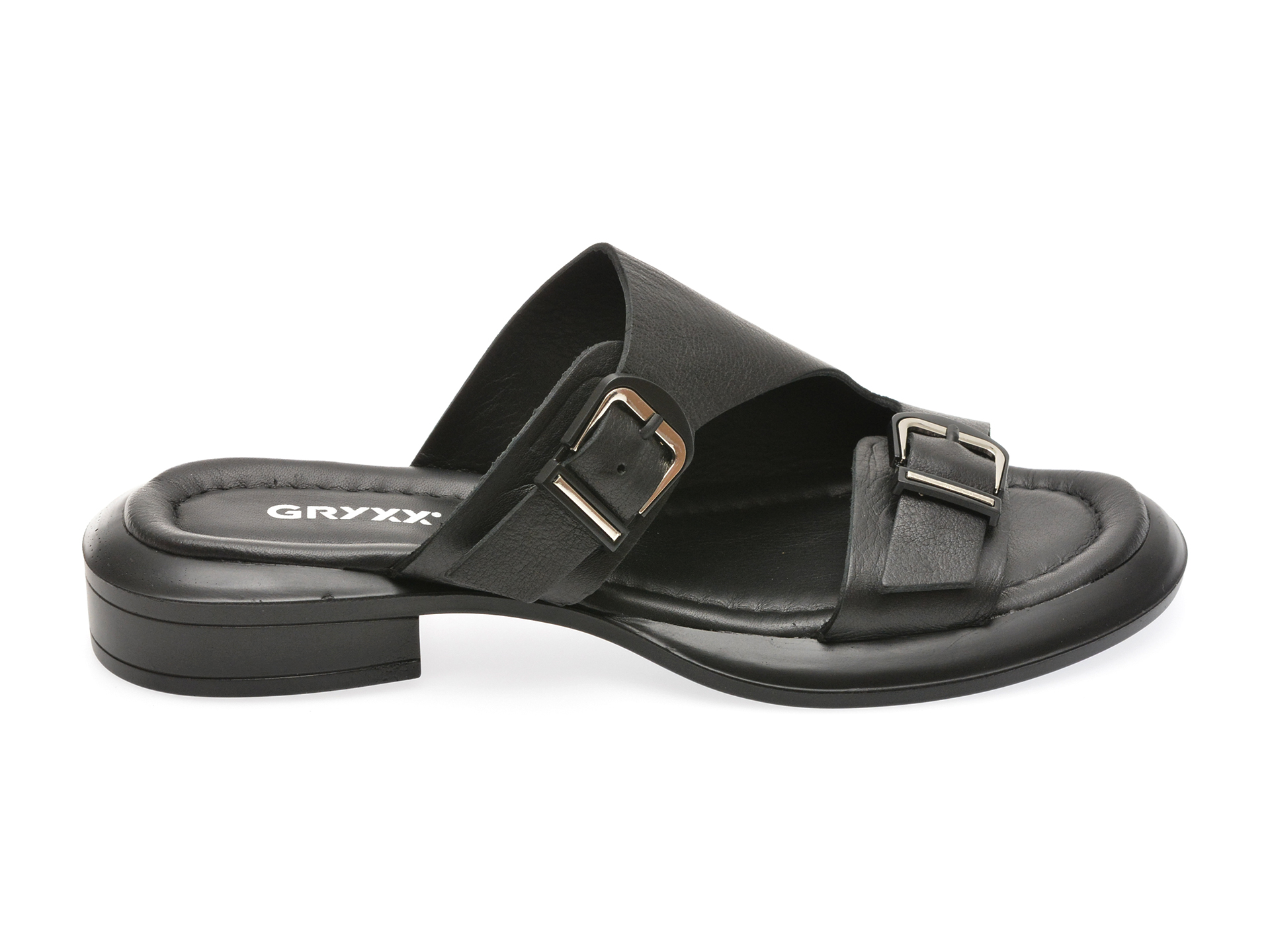 Papuci casual GRYXX negri, 322080, din piele naturala