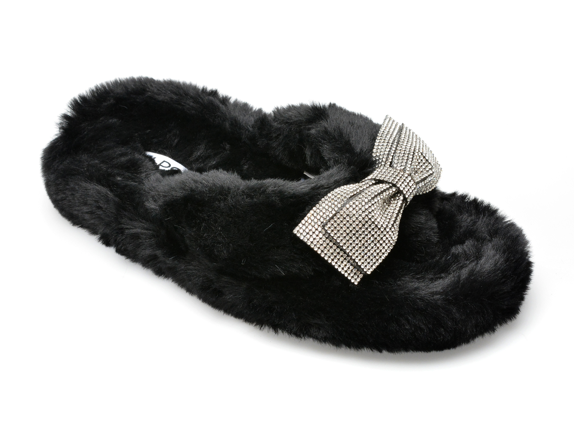 Papuci de casa ALDO negri, BOWPOUF001, din material textil /femei/papuci imagine noua