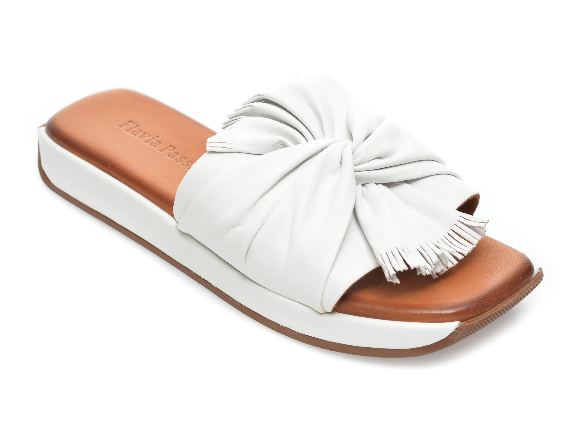 Papuci FLAVIA PASSINI albi, 5001, din piele naturala