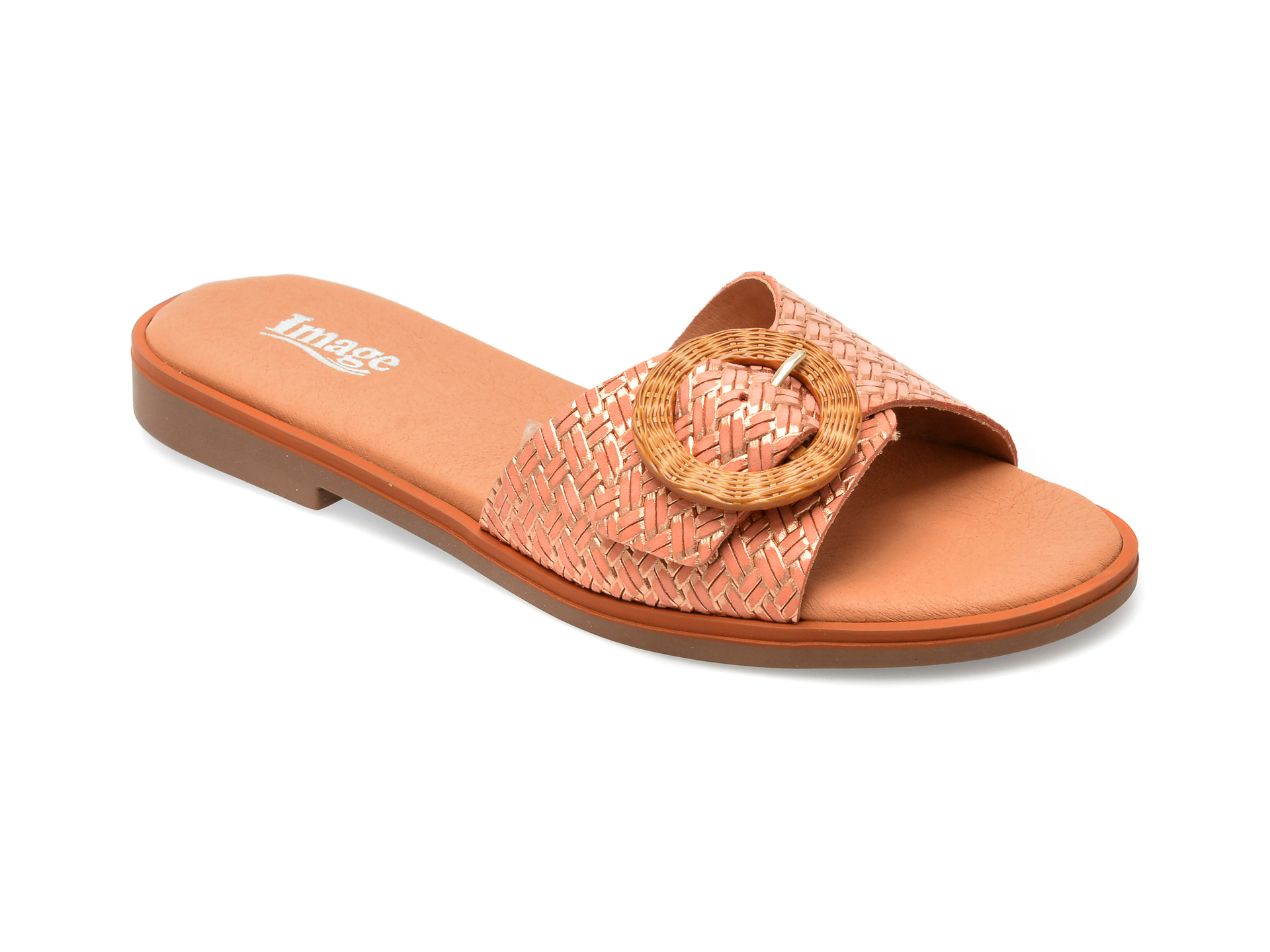 Papuci IMAGE portocalii, AZUCENA, din piele naturala