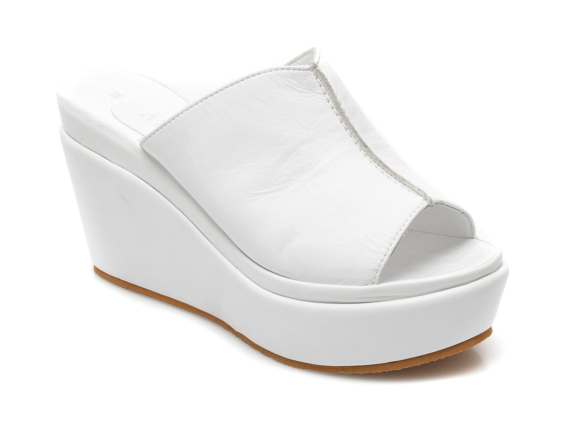 Papuci MAGRIT albi, 390, din piele naturala