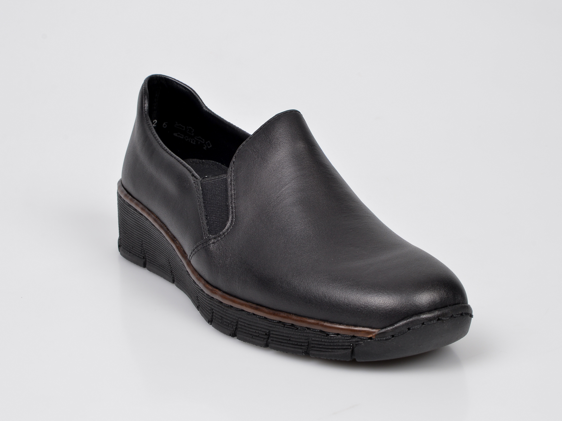 Pantofi RIEKER negri, 53766, din piele naturala