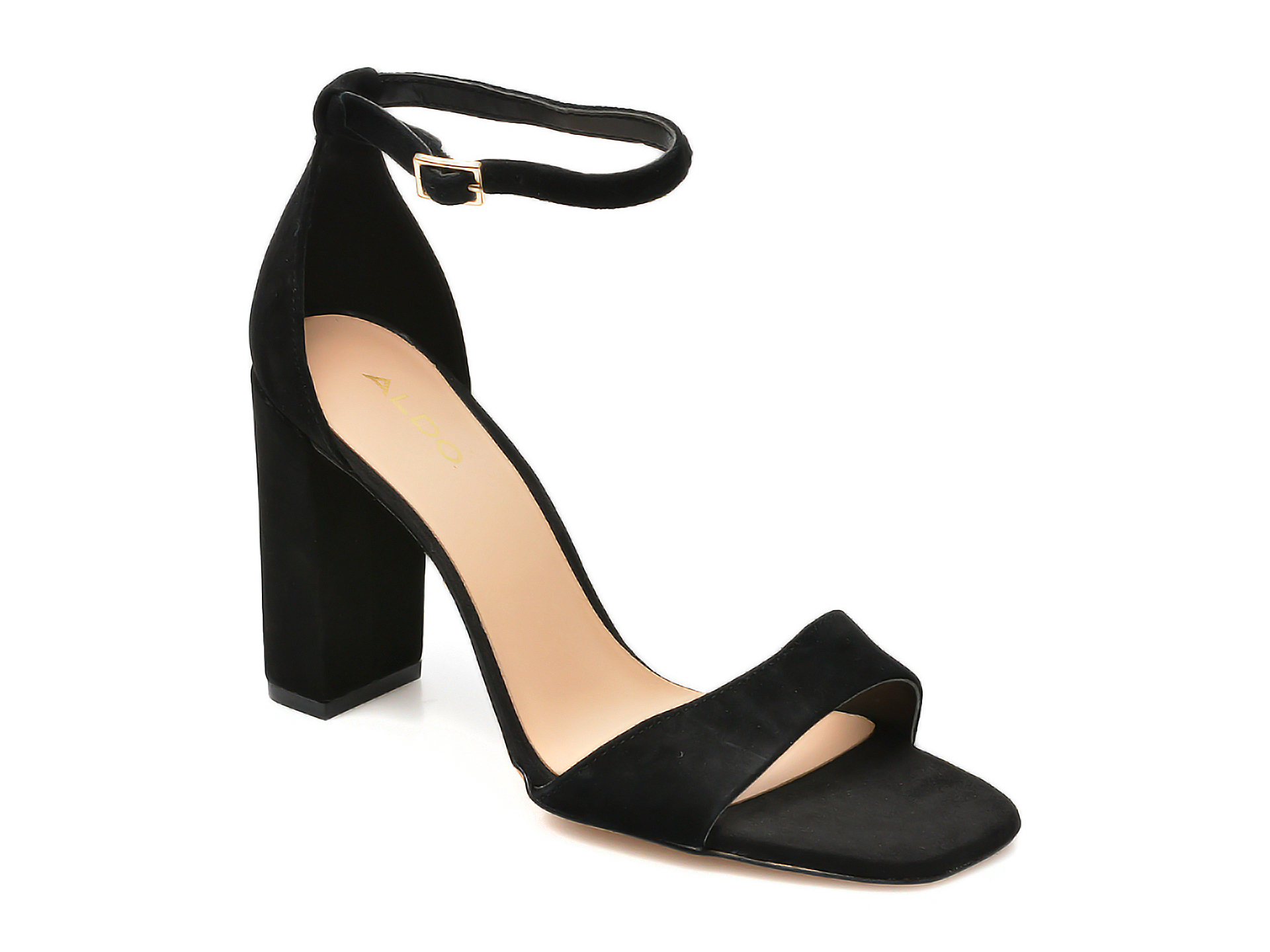 Sandale ALDO negre, ENAEGYN001, din piele intoarsa /femei/sandale imagine noua