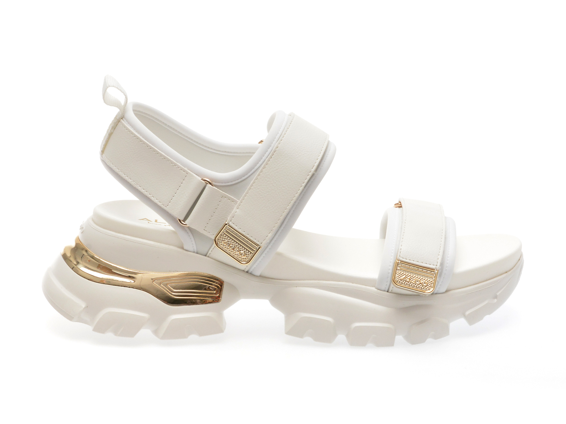 Sandale casual ALDO albe, 13743865, din material textil si piele ecologica
