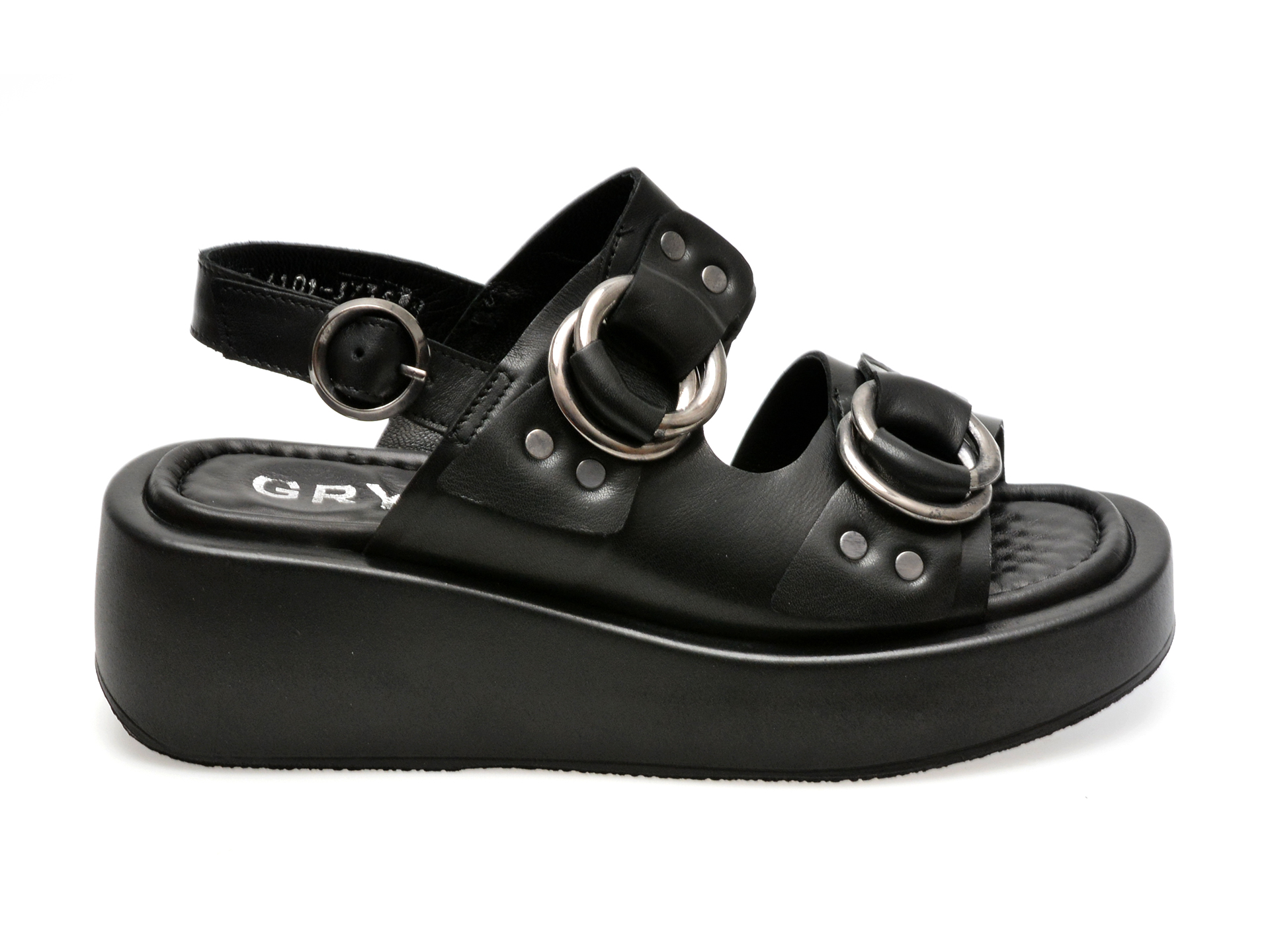 Sandale casual GRYXX negre, 215101, din piele naturala