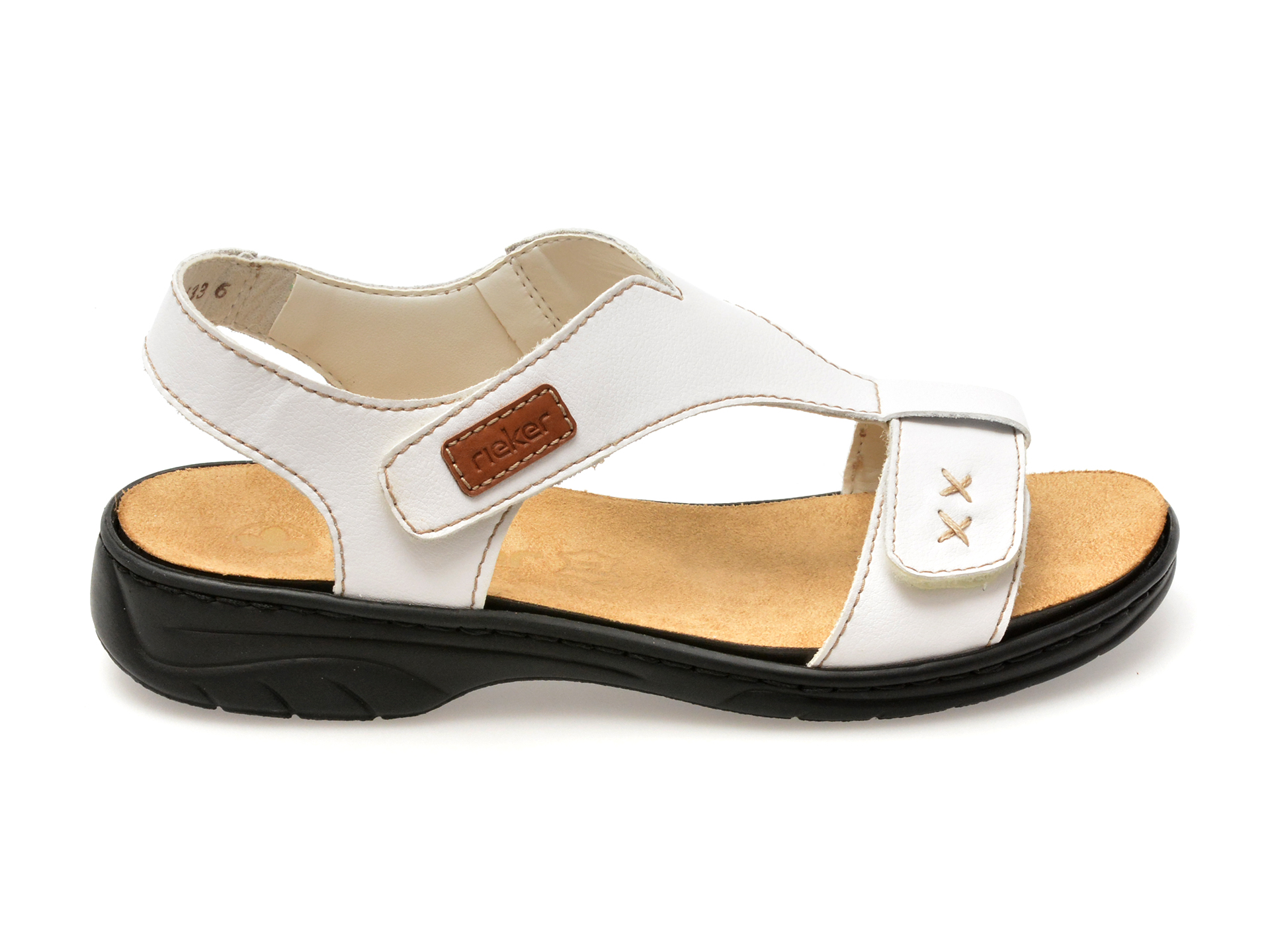 Sandale casual RIEKER albe, 64577, din piele naturala