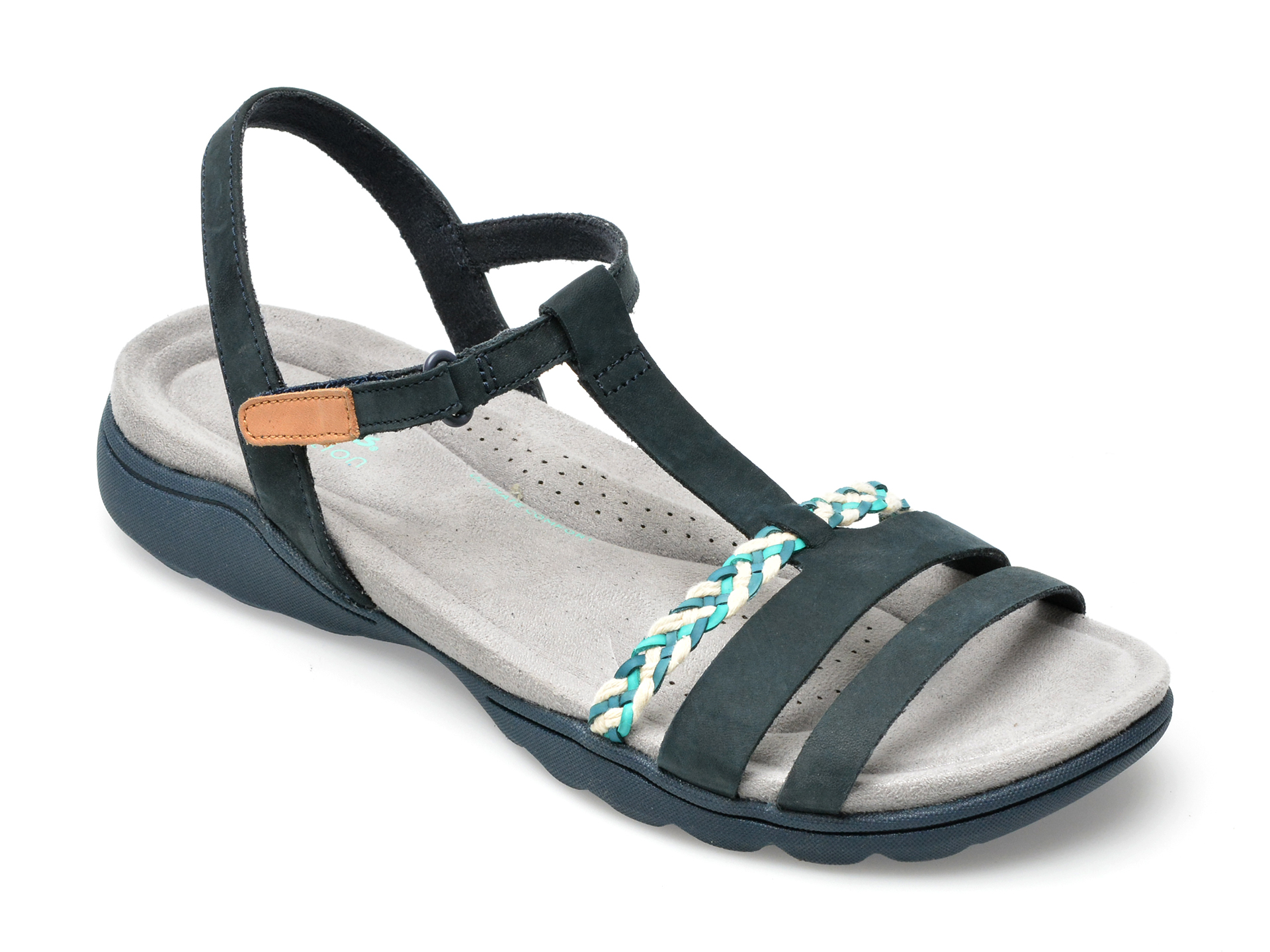 Sandale CLARKS bleumarin, AMANDA TEALITE 0912, din nabuc /femei/sandale imagine noua