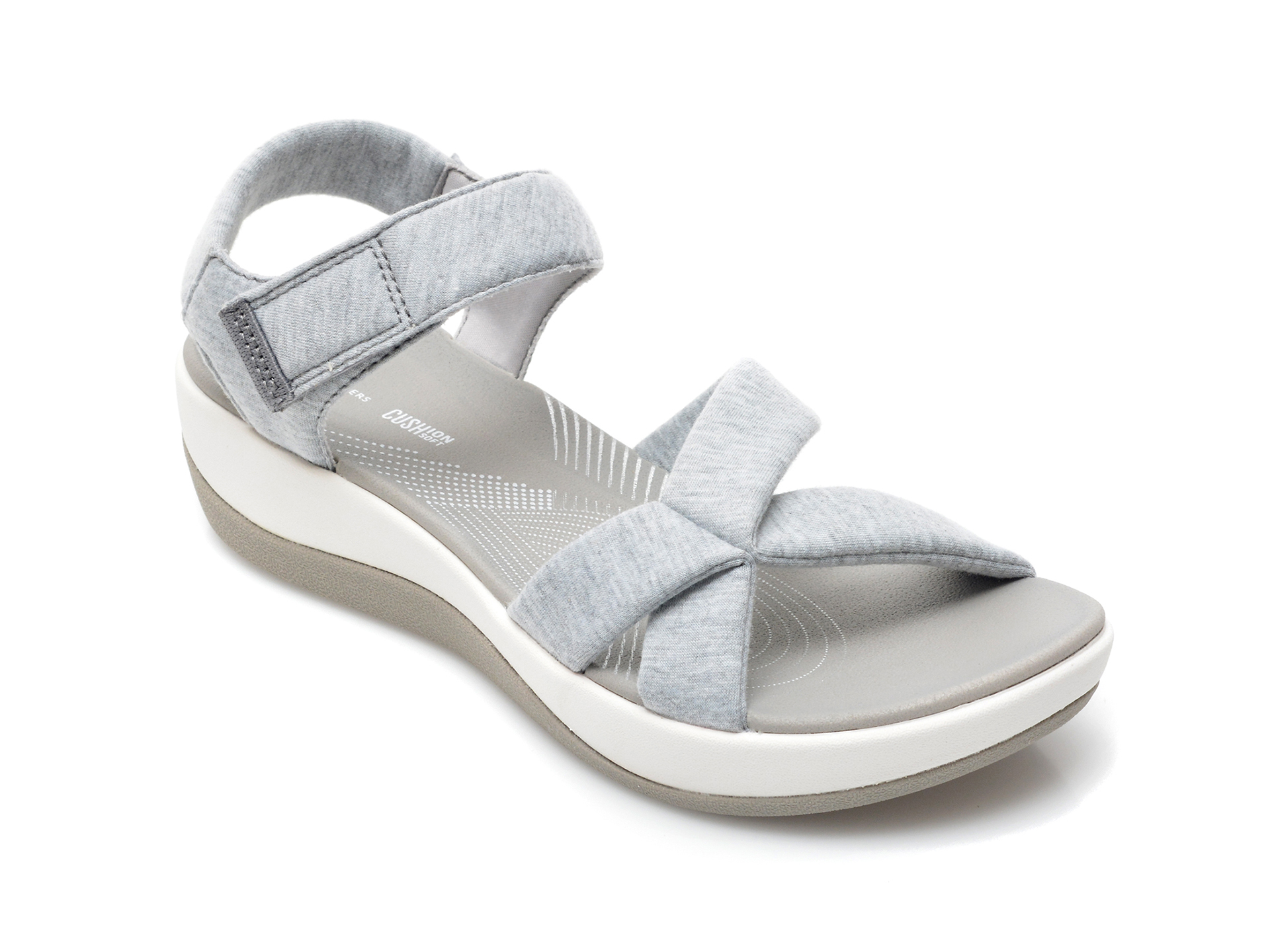 Sandale CLARKS gri, Arla Gracie, din material textil